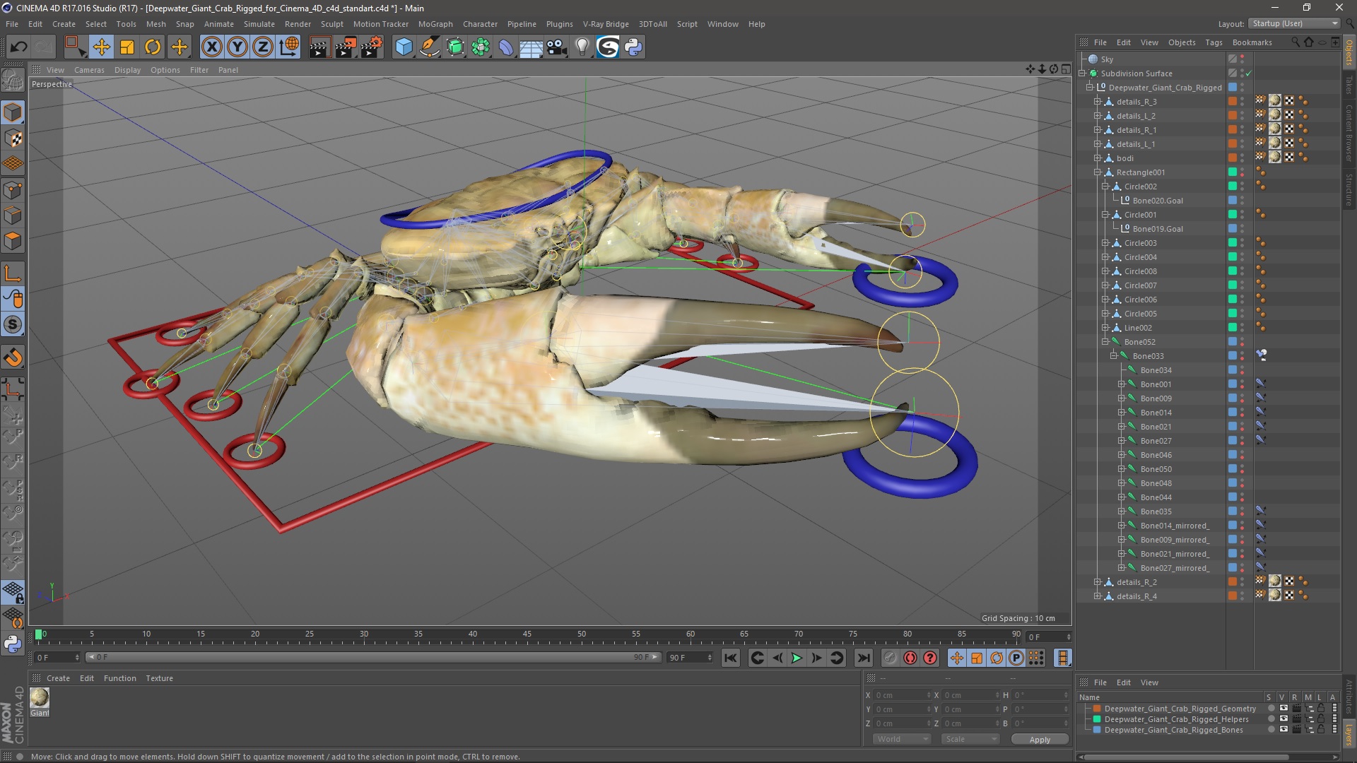 3D Deepwater Giant Crab Rigged for Cinema 4D