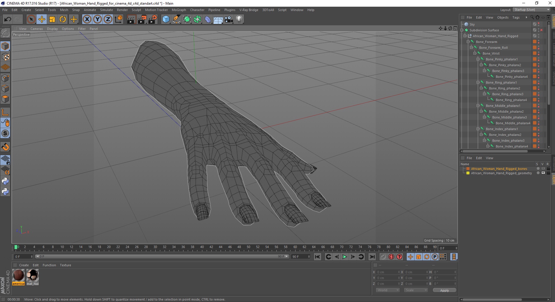 African Woman Hand Rigged for Cinema 4D 3D model