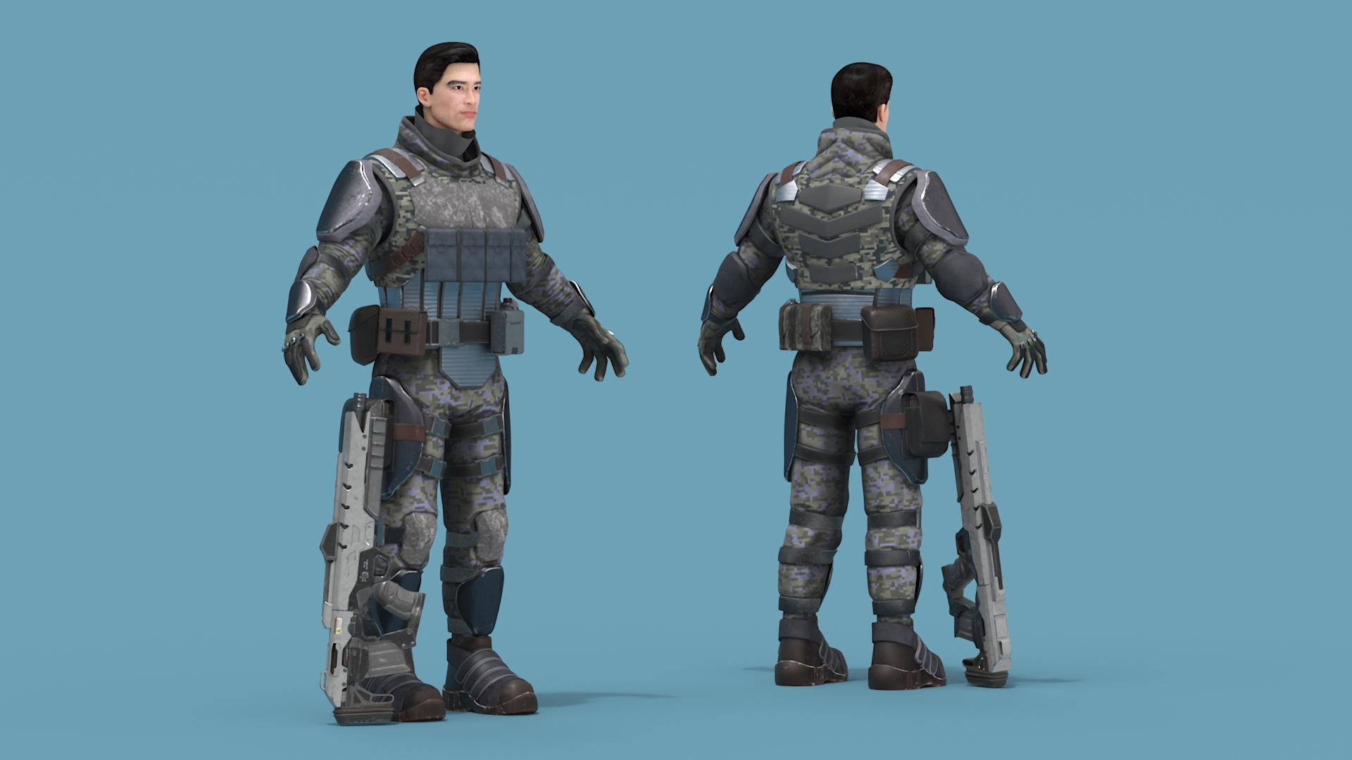 3D Armored Futuristic Soldier