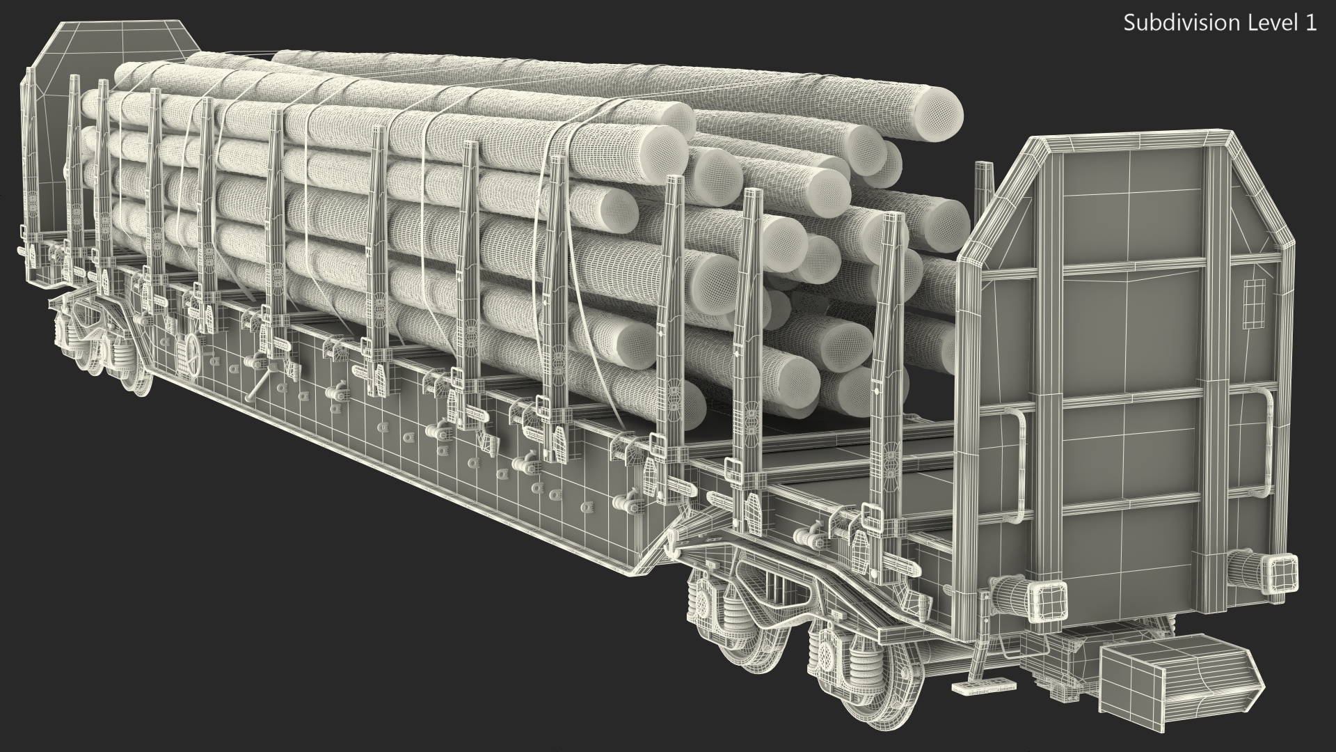 3D Stake Wagon Loaded with Logs model