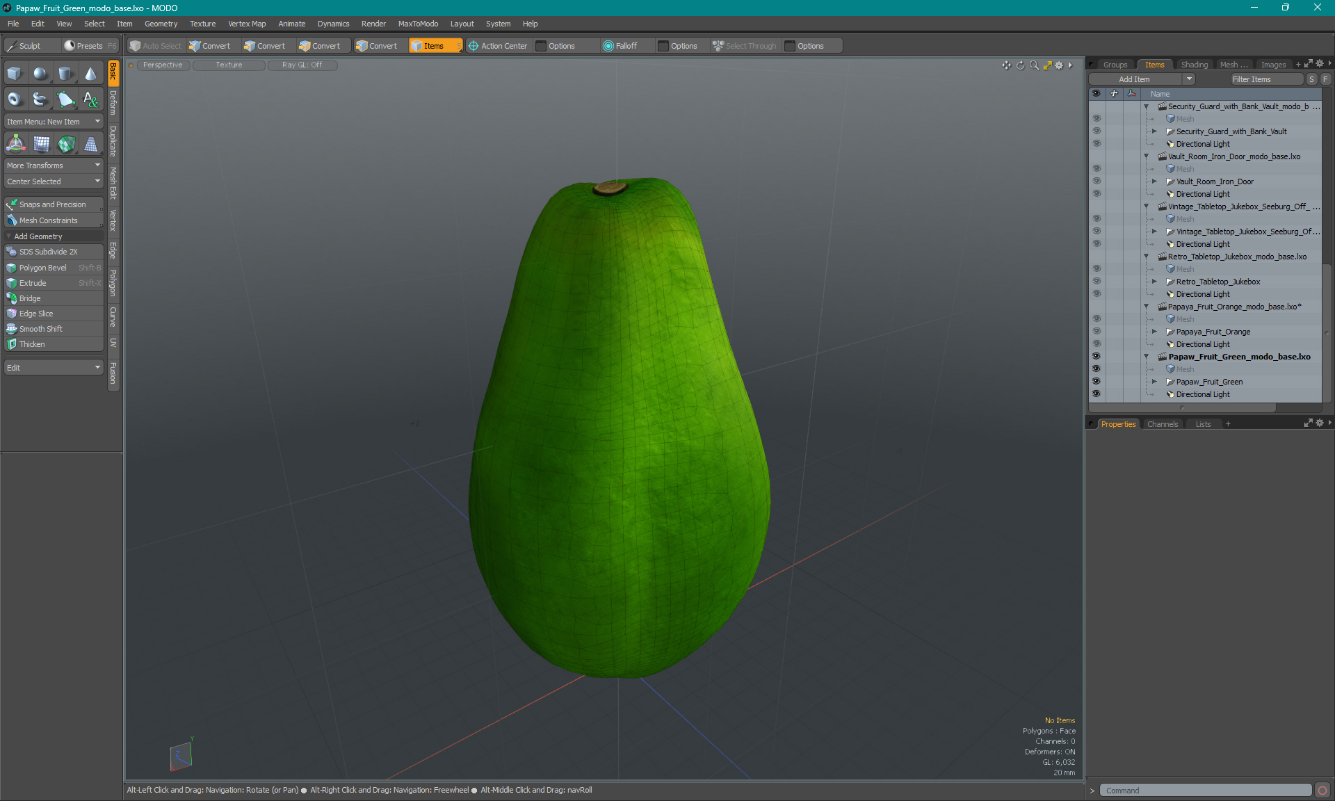 Papaw Fruit Green 3D