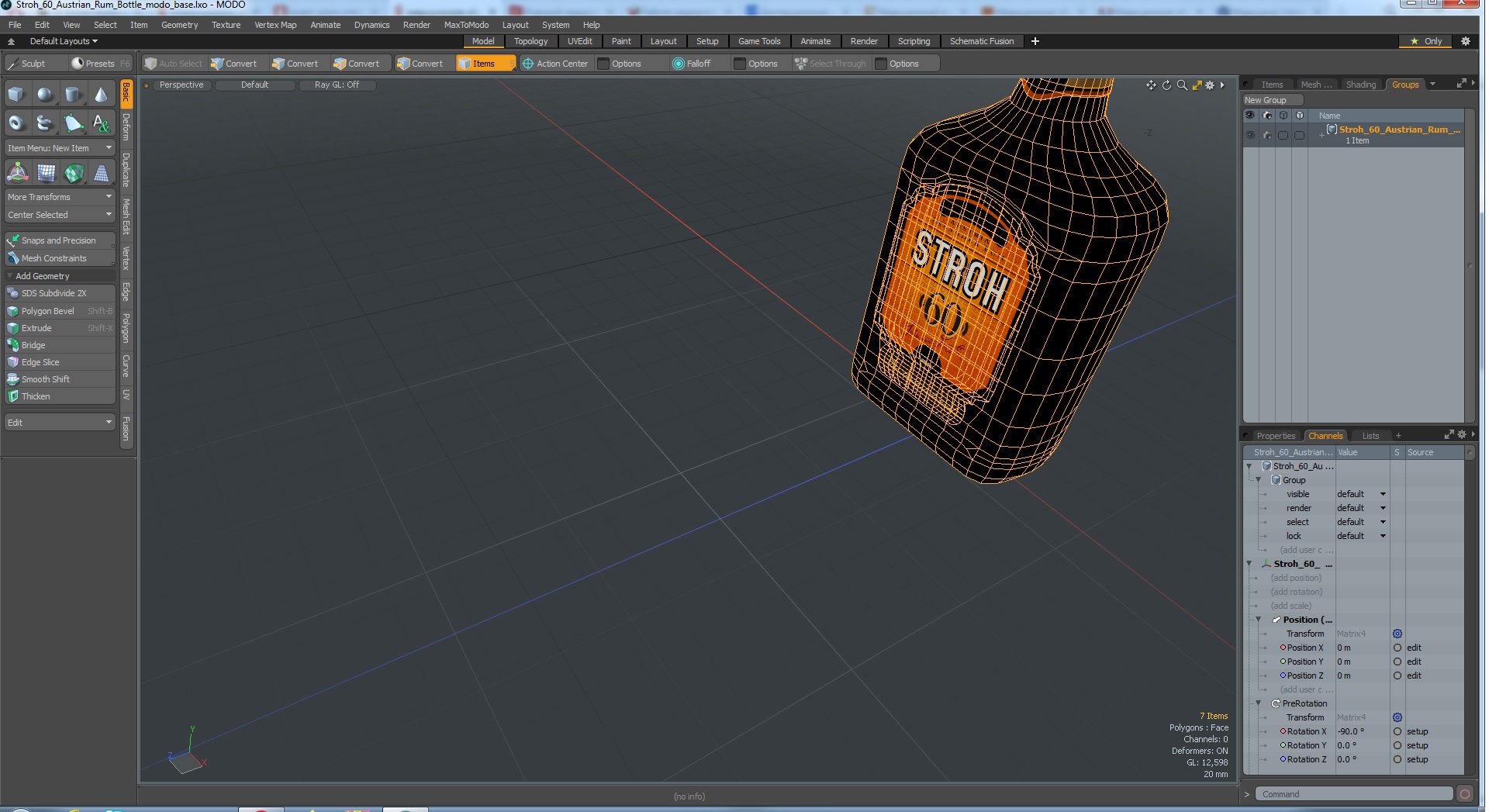 3D Stroh 60 Austrian Rum Bottle model