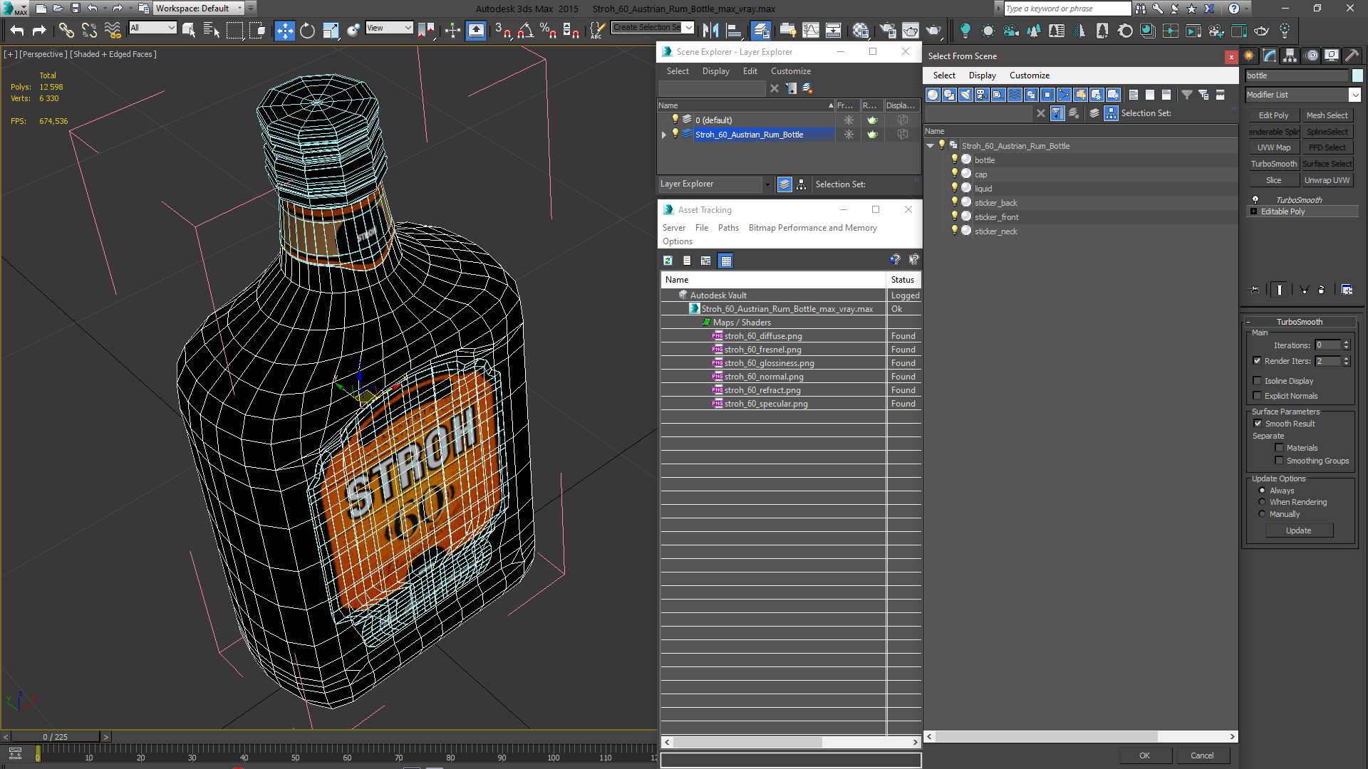 3D Stroh 60 Austrian Rum Bottle model