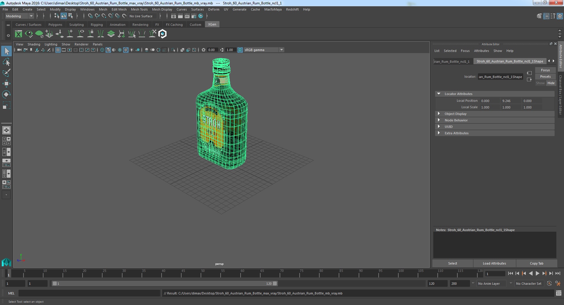 3D Stroh 60 Austrian Rum Bottle model