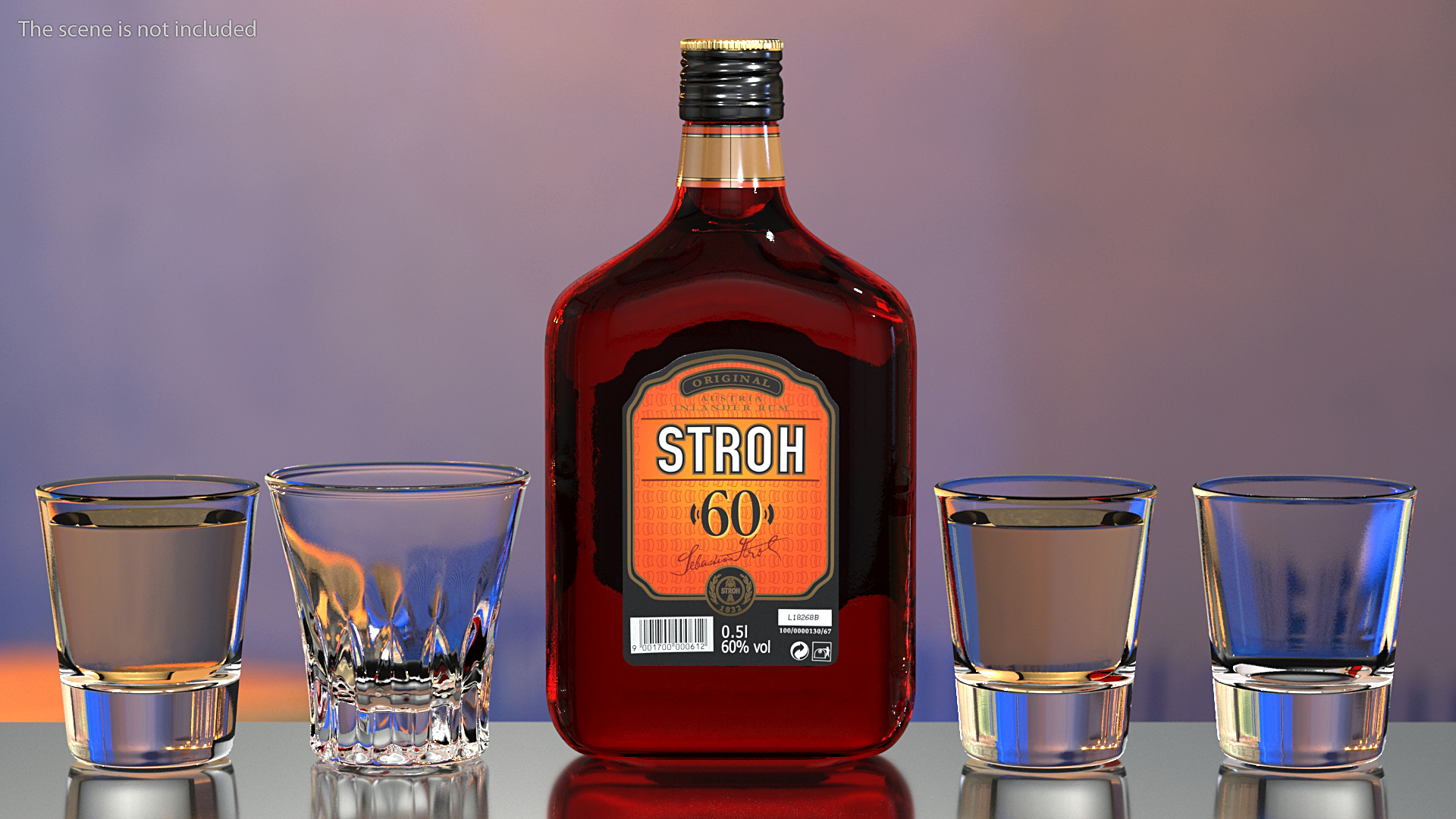 3D Stroh 60 Austrian Rum Bottle model