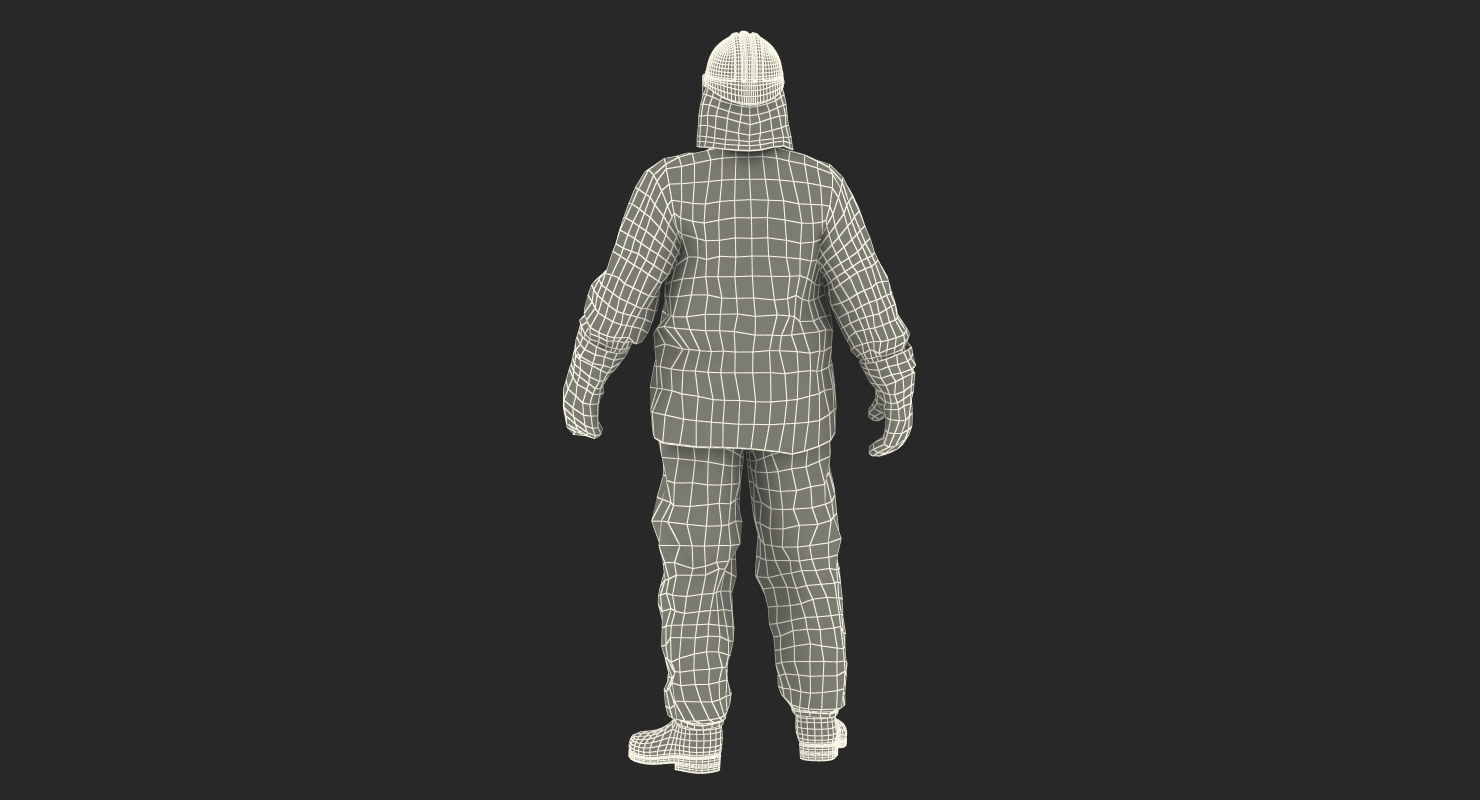 3D Firefighter Wearing Aluminum Fire Resistant Suit model