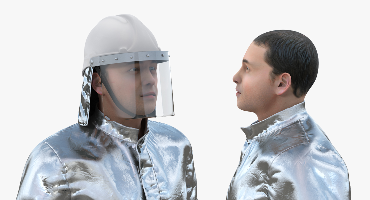 3D Firefighter Wearing Aluminum Fire Resistant Suit model