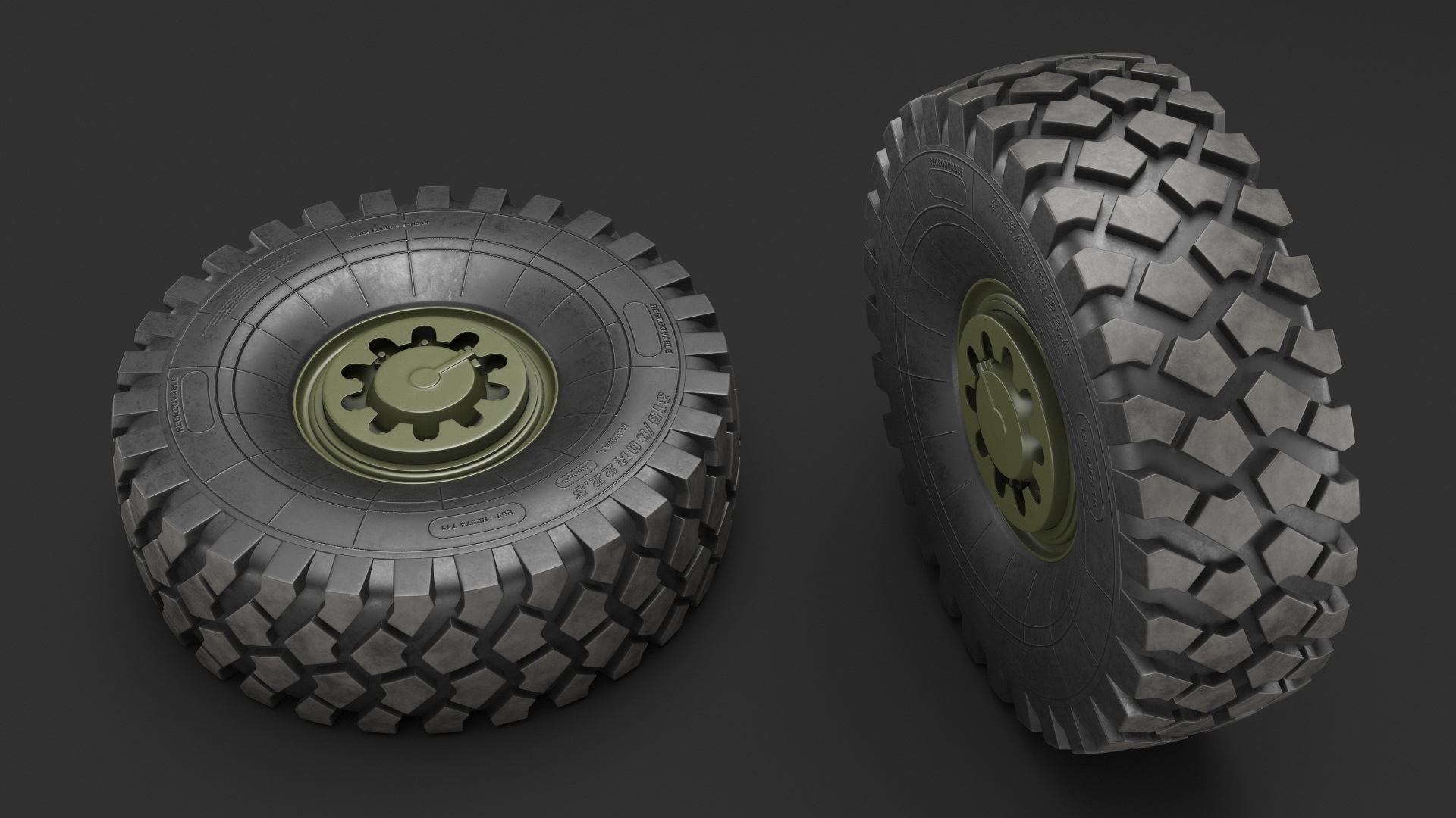 Rim Tire for Military Machine 3D model