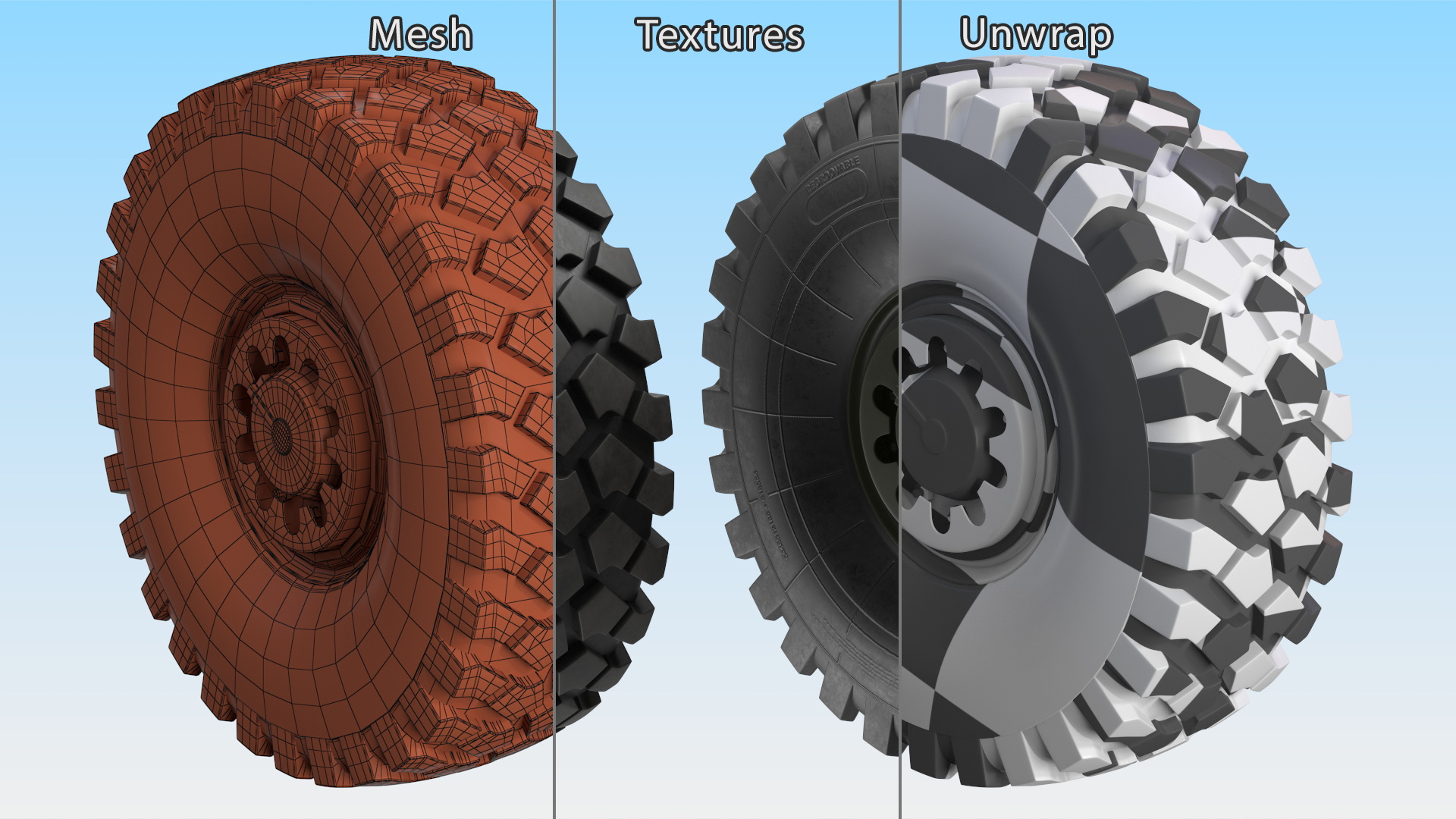 Rim Tire for Military Machine 3D model