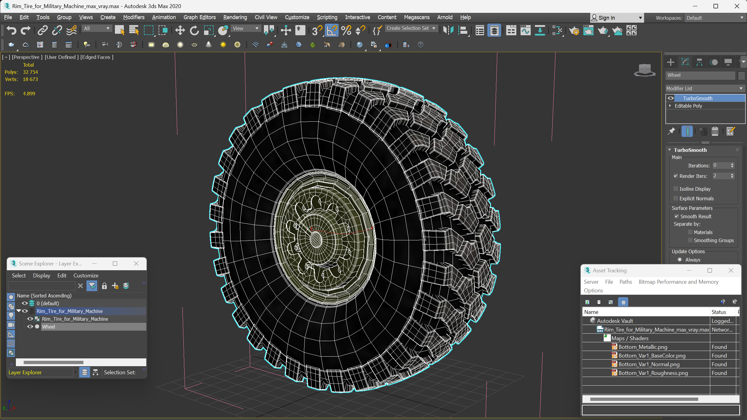 Rim Tire for Military Machine 3D model