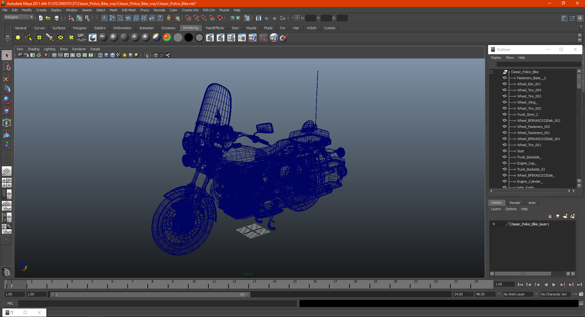 Classic Police Bike 3D model