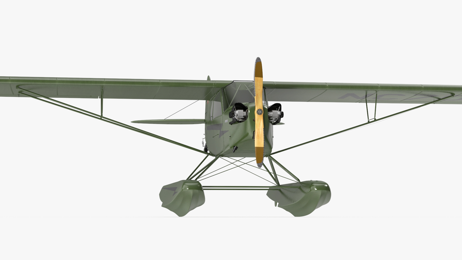 Seaplane Aircraft Piper J-3 with Floats 3D model