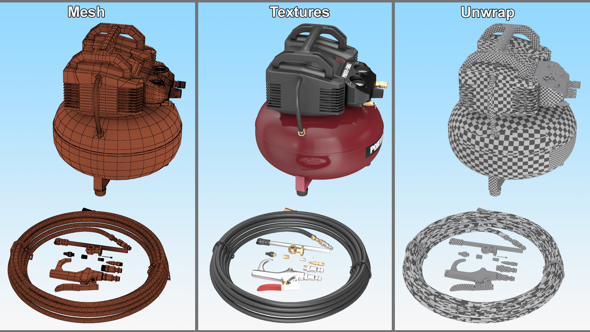 Oil Free Compressor 13 Piece Accessory Kit 3D