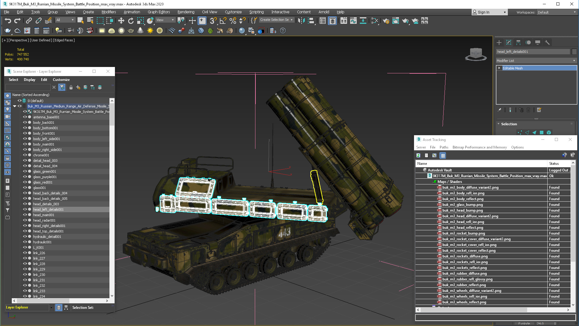 9K317M Buk M3 Russian Missile System Battle Position 3D