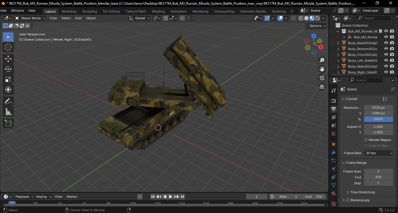 9K317M Buk M3 Russian Missile System Battle Position 3D