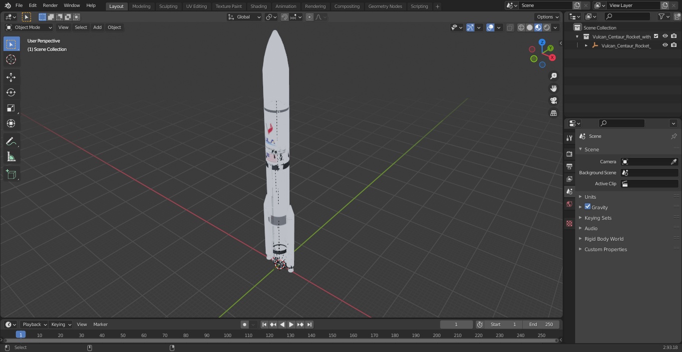 3D model Vulcan Centaur Rocket with Two Solid Boosters