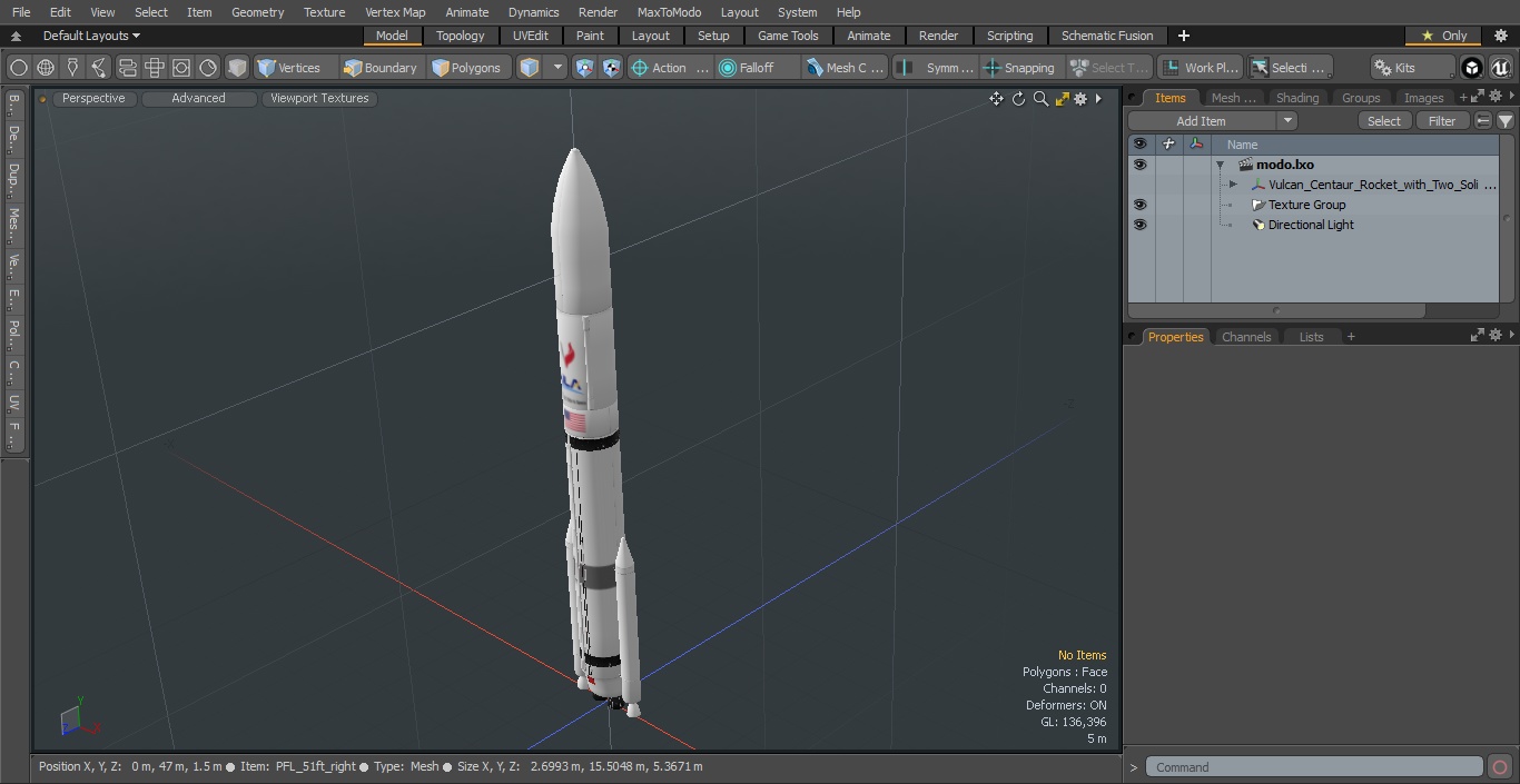 3D model Vulcan Centaur Rocket with Two Solid Boosters