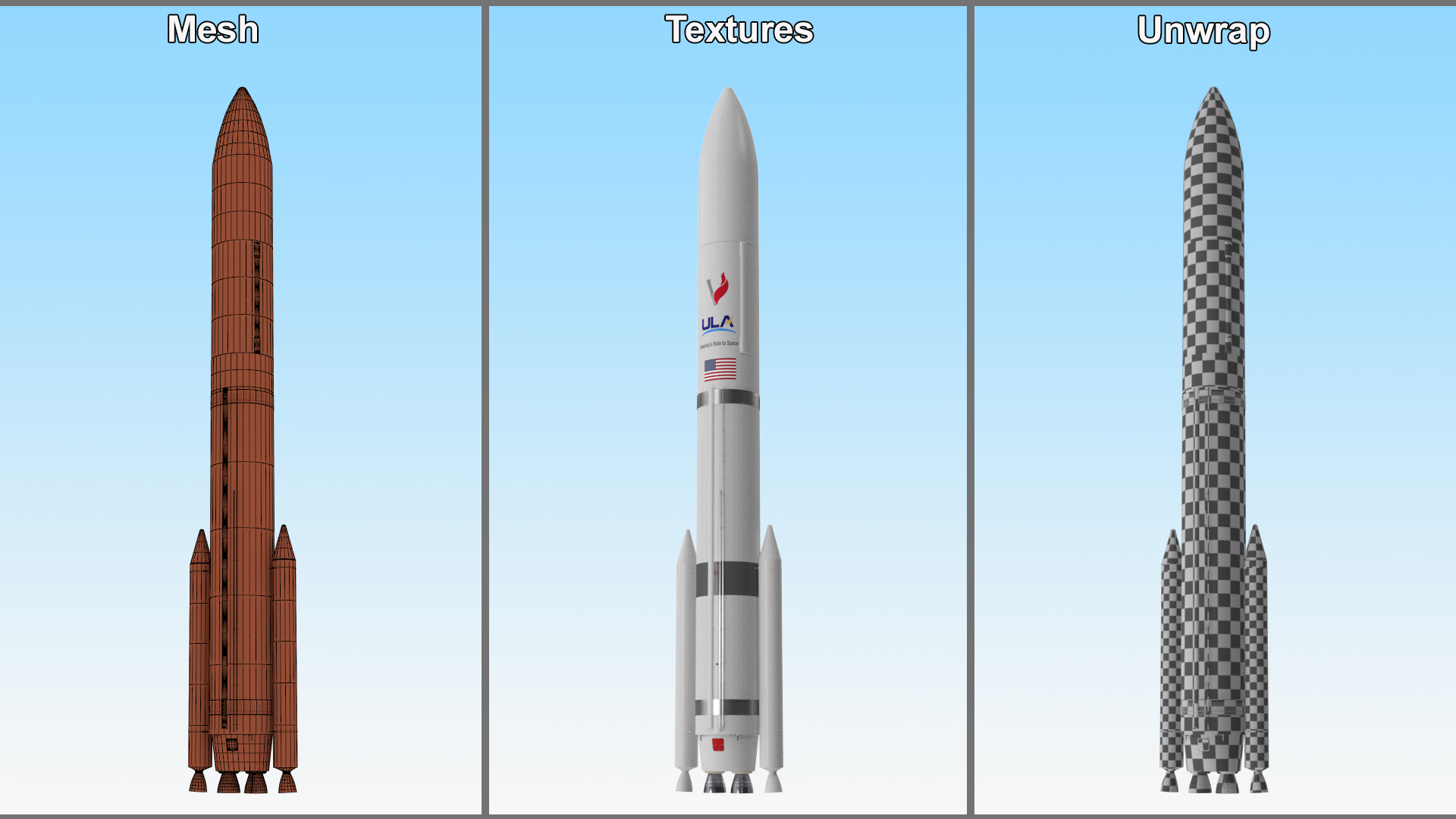 3D model Vulcan Centaur Rocket with Two Solid Boosters