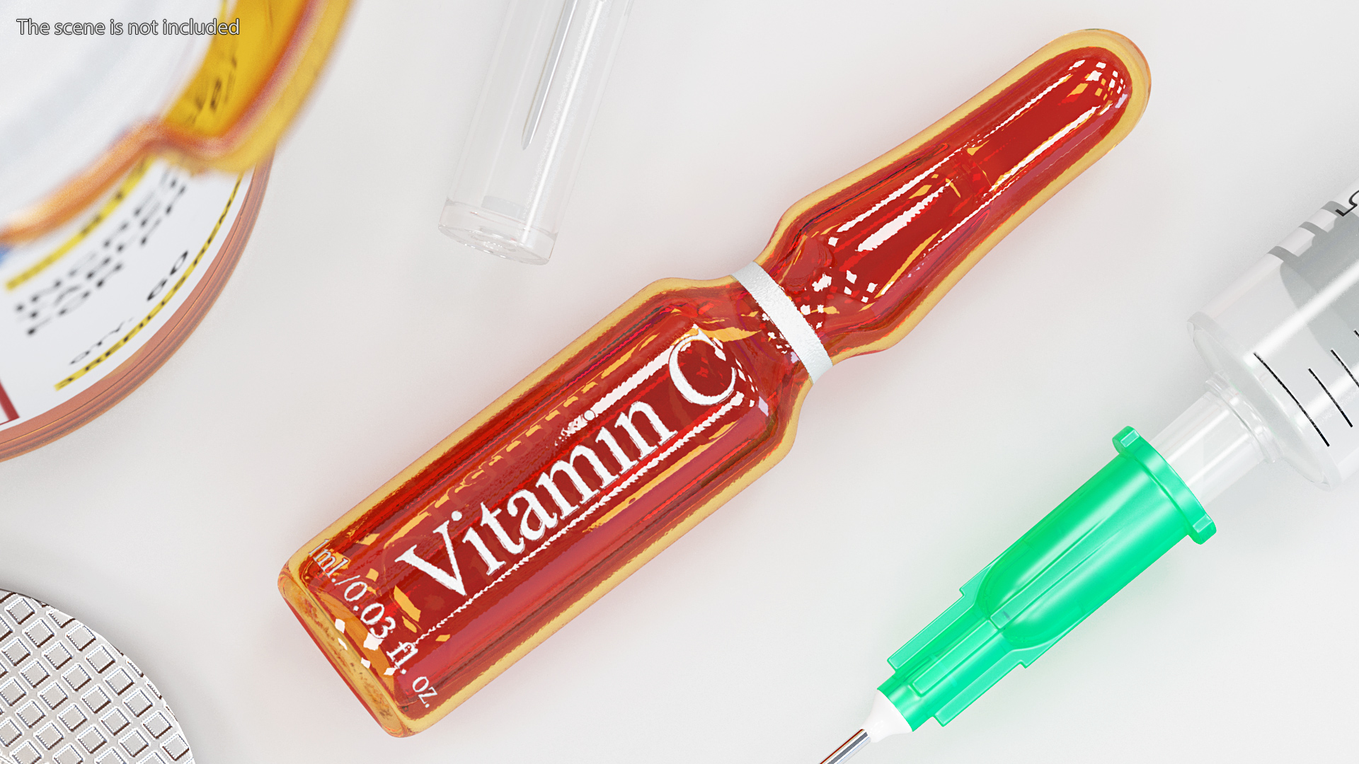 Vitamin C 1ml Ampoule Amber 3D