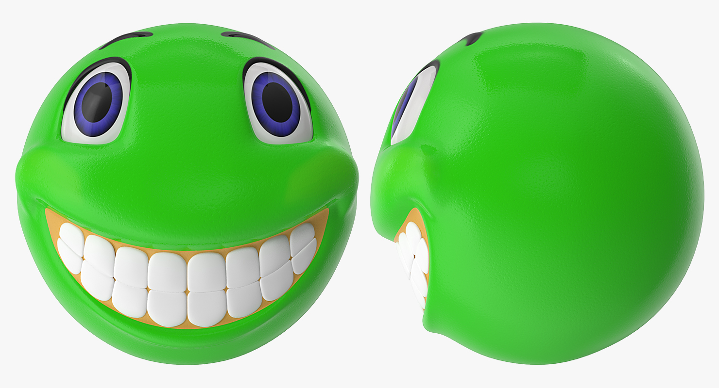 3D Green Smile Face