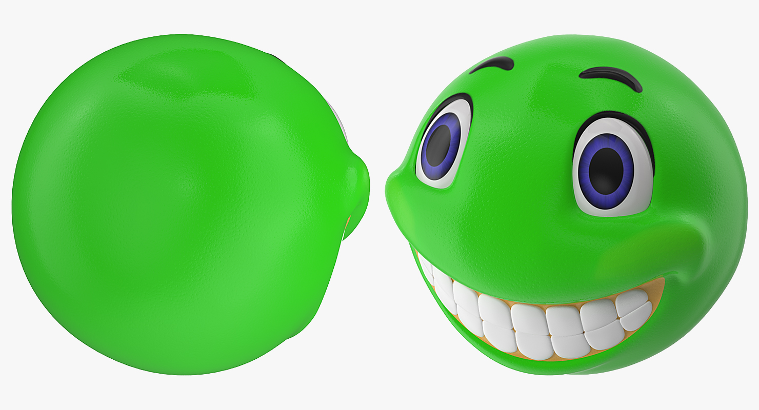 3D Green Smile Face