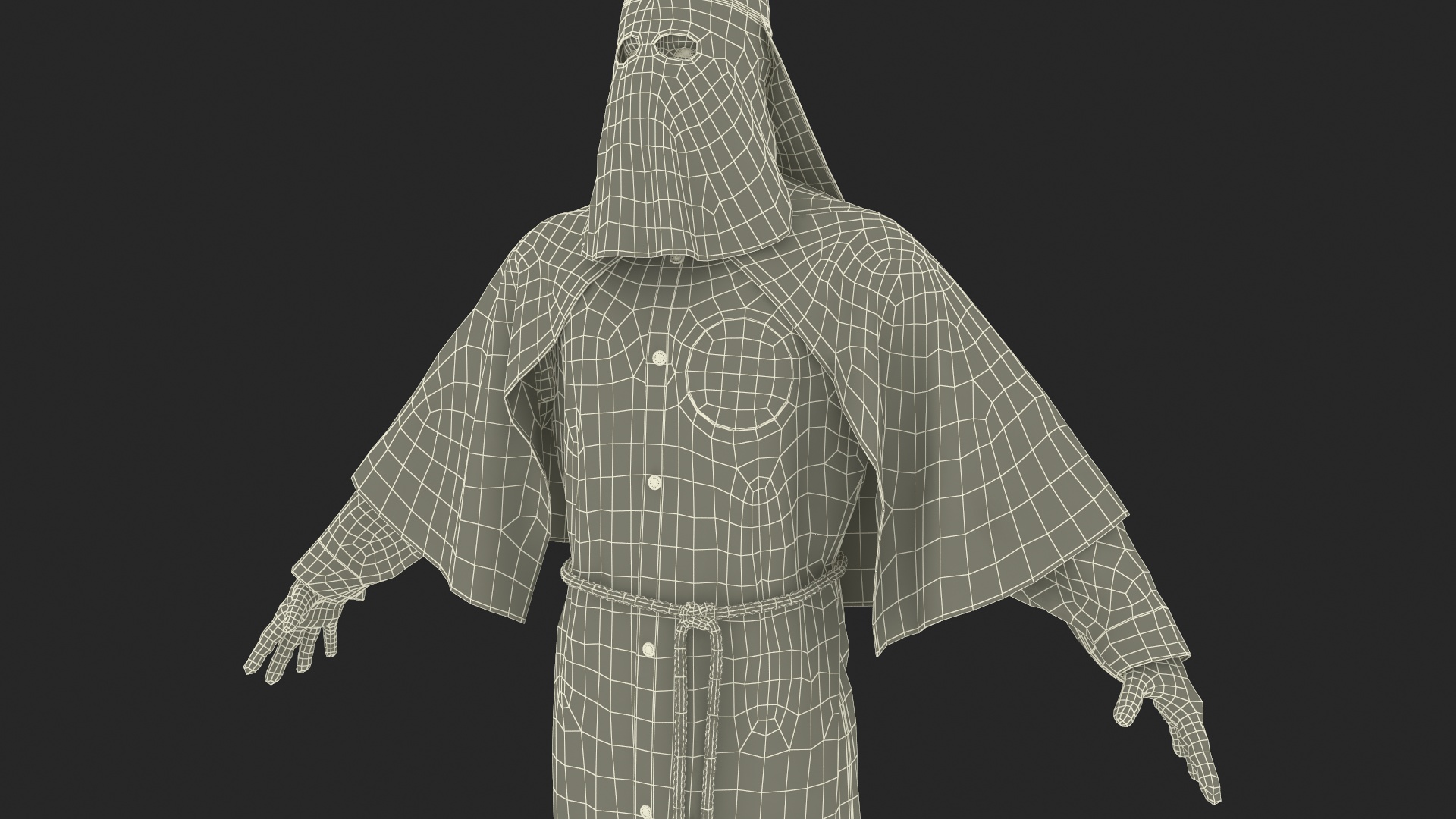 3D model Character Ku Klux Klan in White Robe and Mask