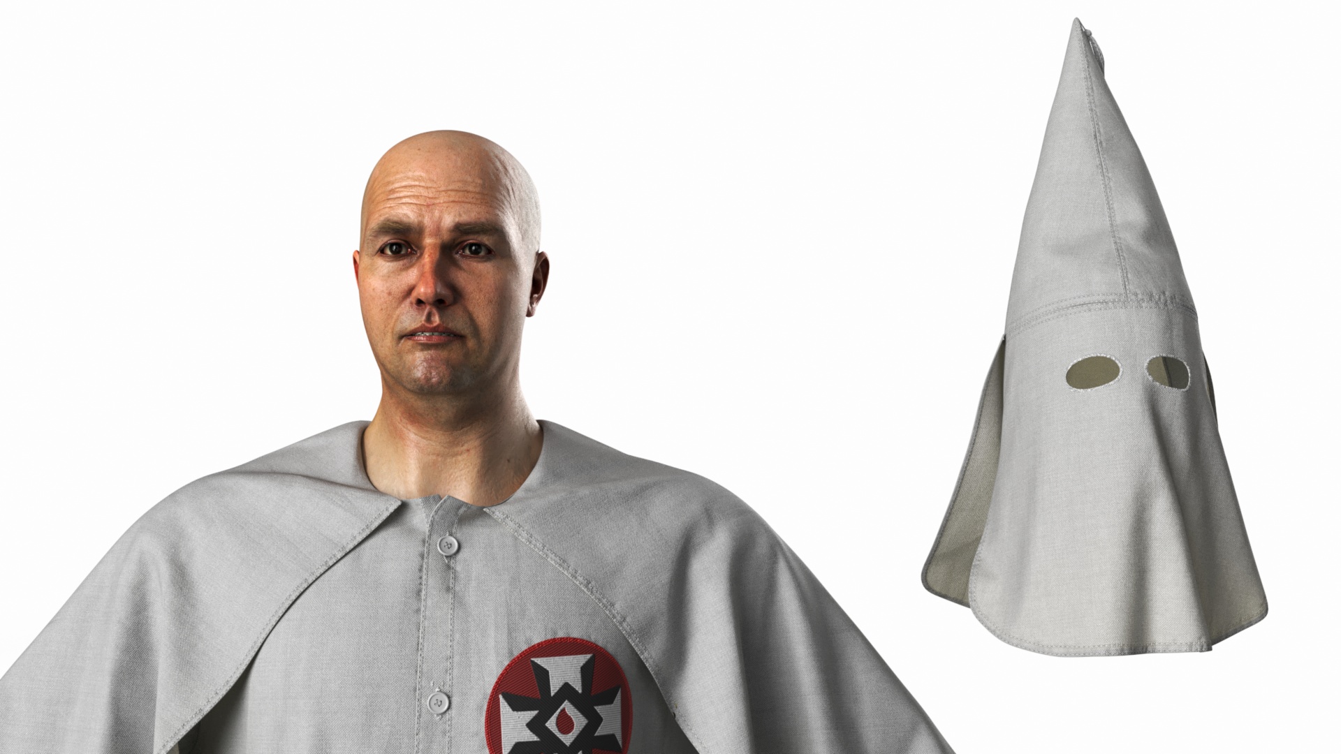 3D model Character Ku Klux Klan in White Robe and Mask