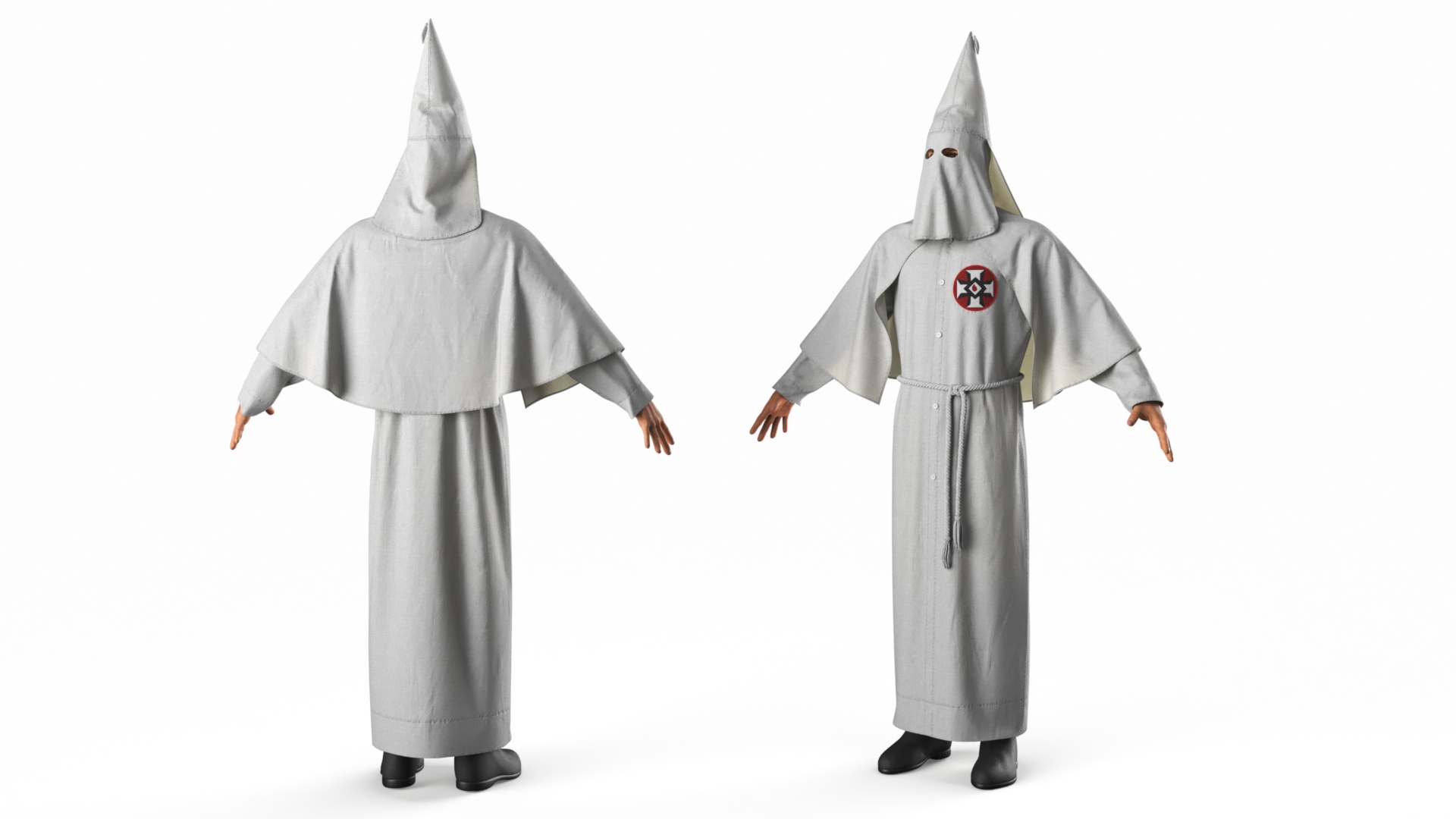 3D model Character Ku Klux Klan in White Robe and Mask