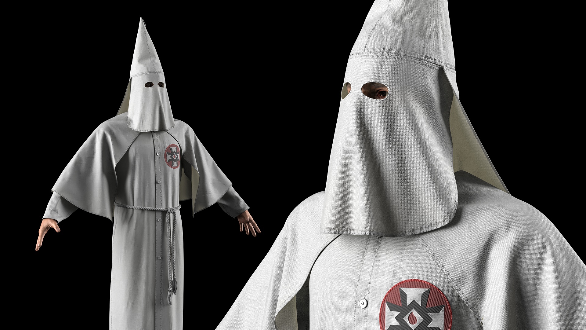 3D model Character Ku Klux Klan in White Robe and Mask