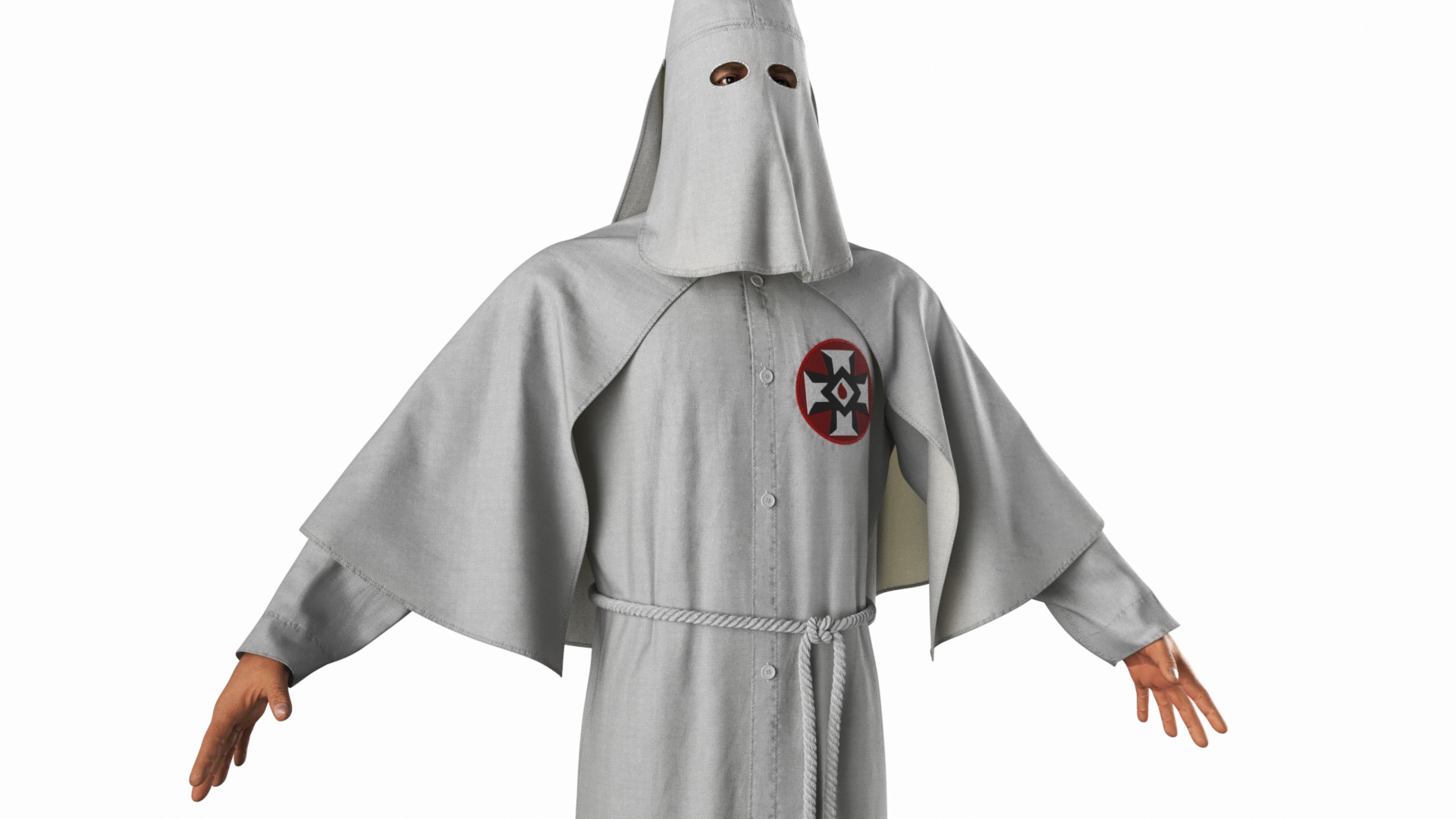 3D model Character Ku Klux Klan in White Robe and Mask