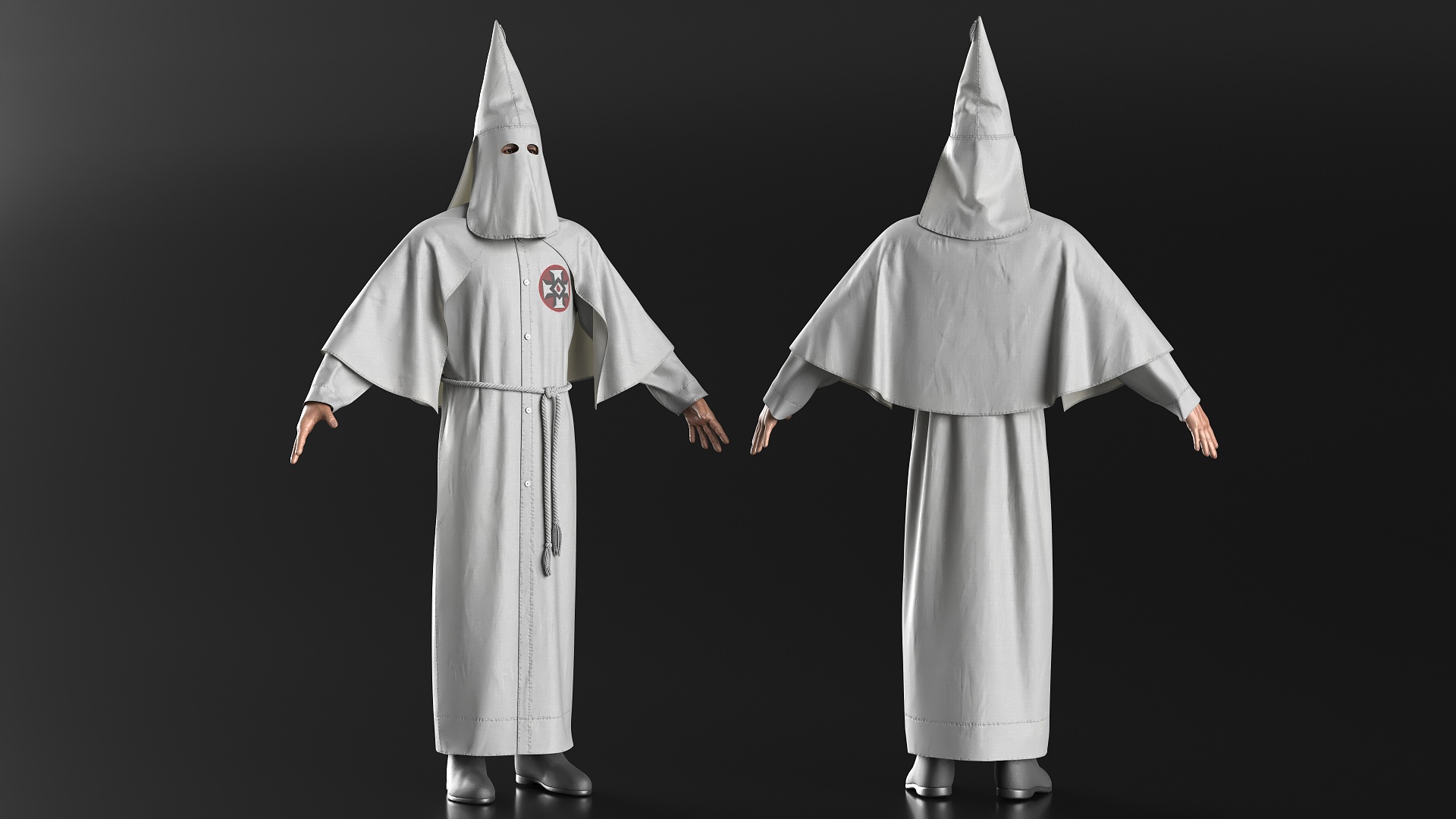 3D model Character Ku Klux Klan in White Robe and Mask