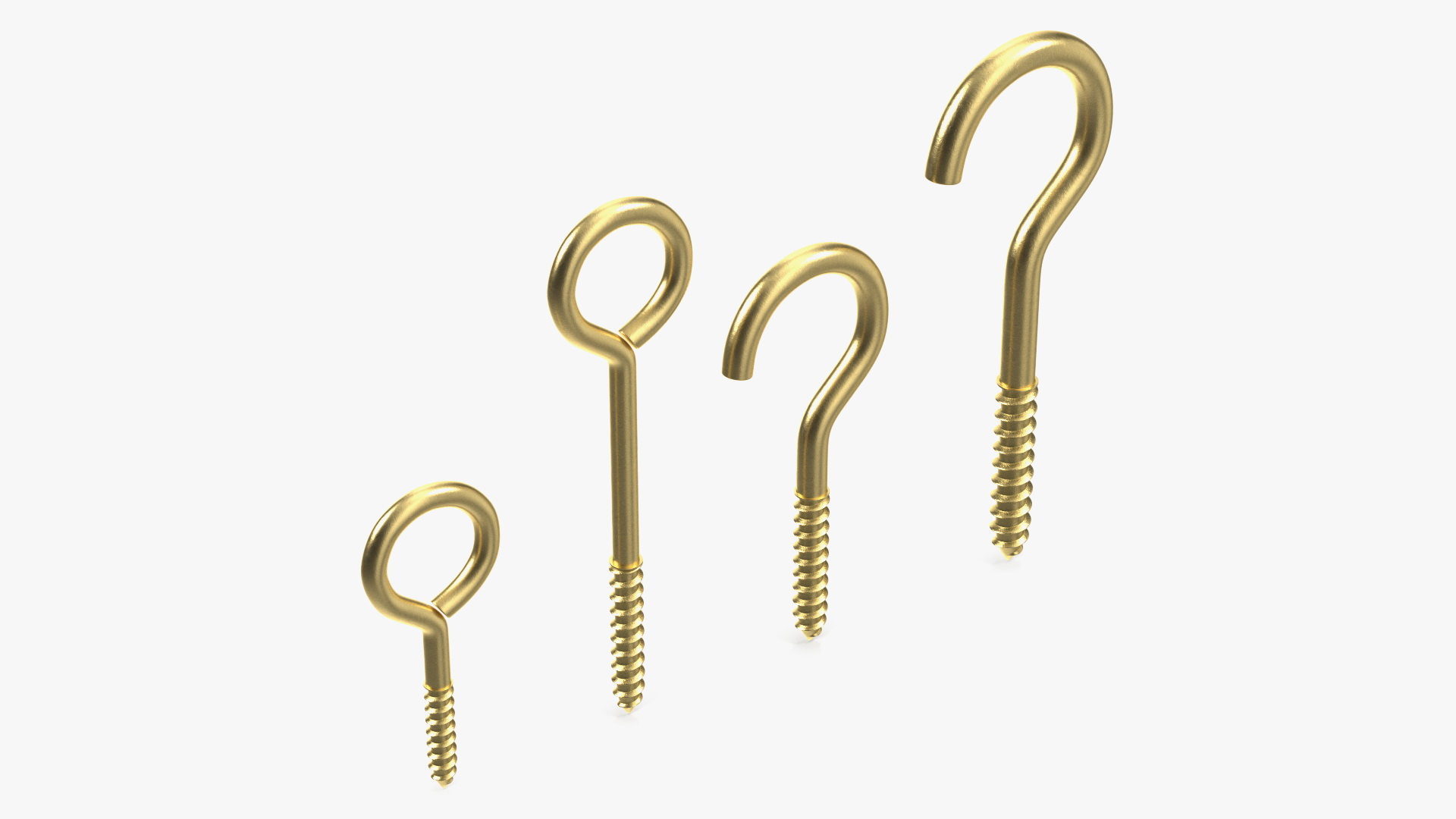 Eye Screw Hooks Set Gold 3D model