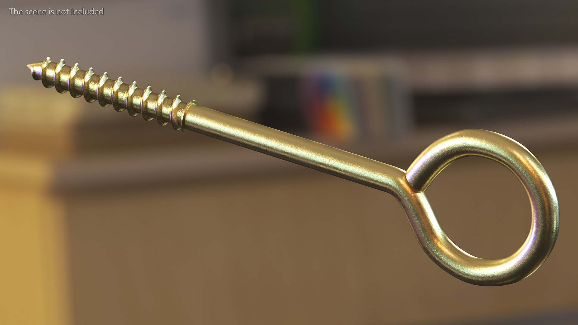 Eye Screw Hooks Set Gold 3D model