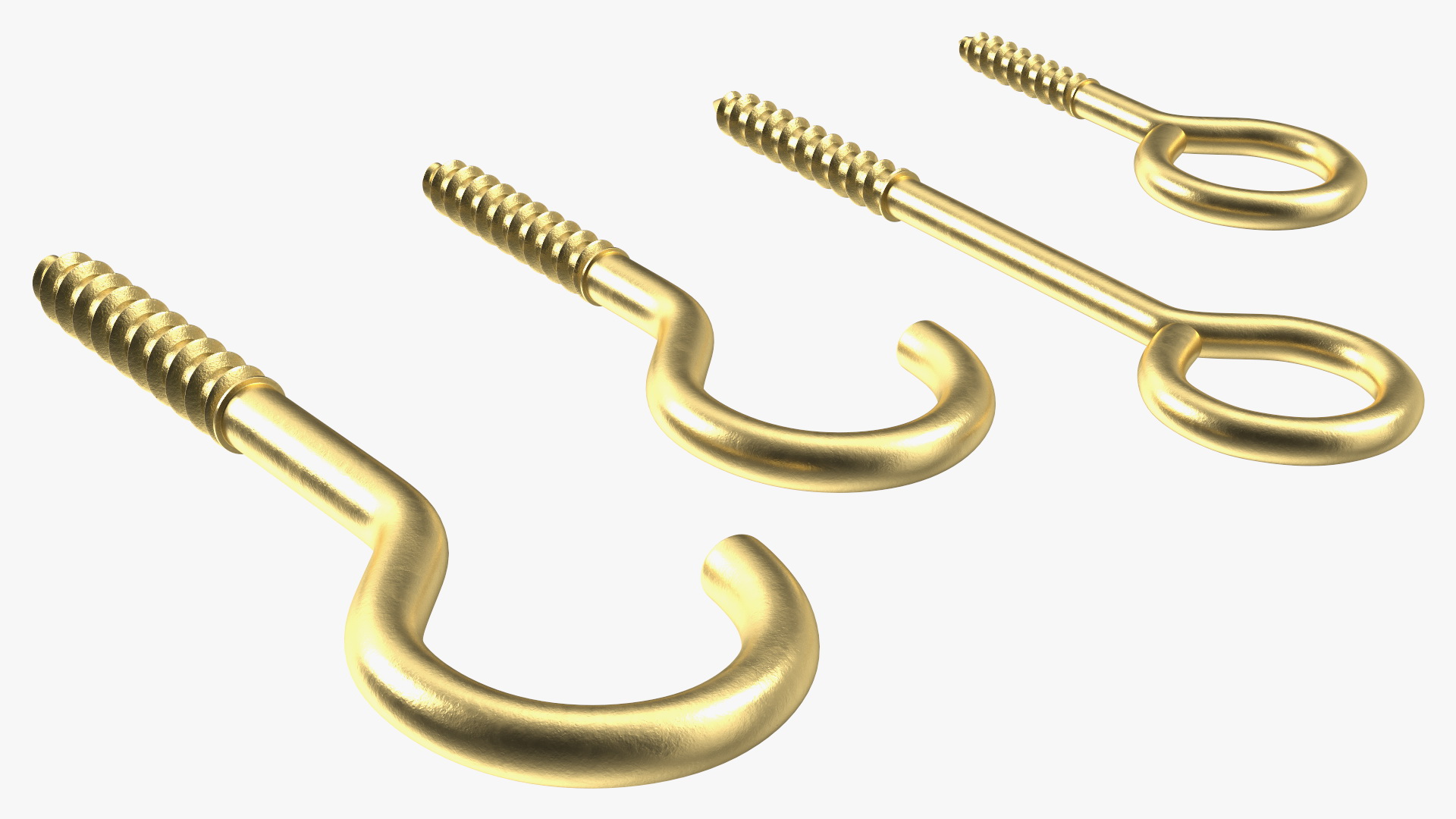 Eye Screw Hooks Set Gold 3D model