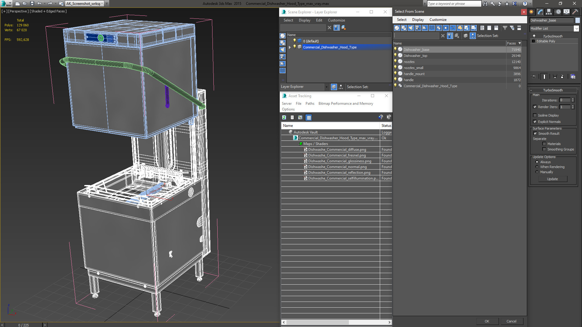 3D Commercial Dishwasher Hood Type