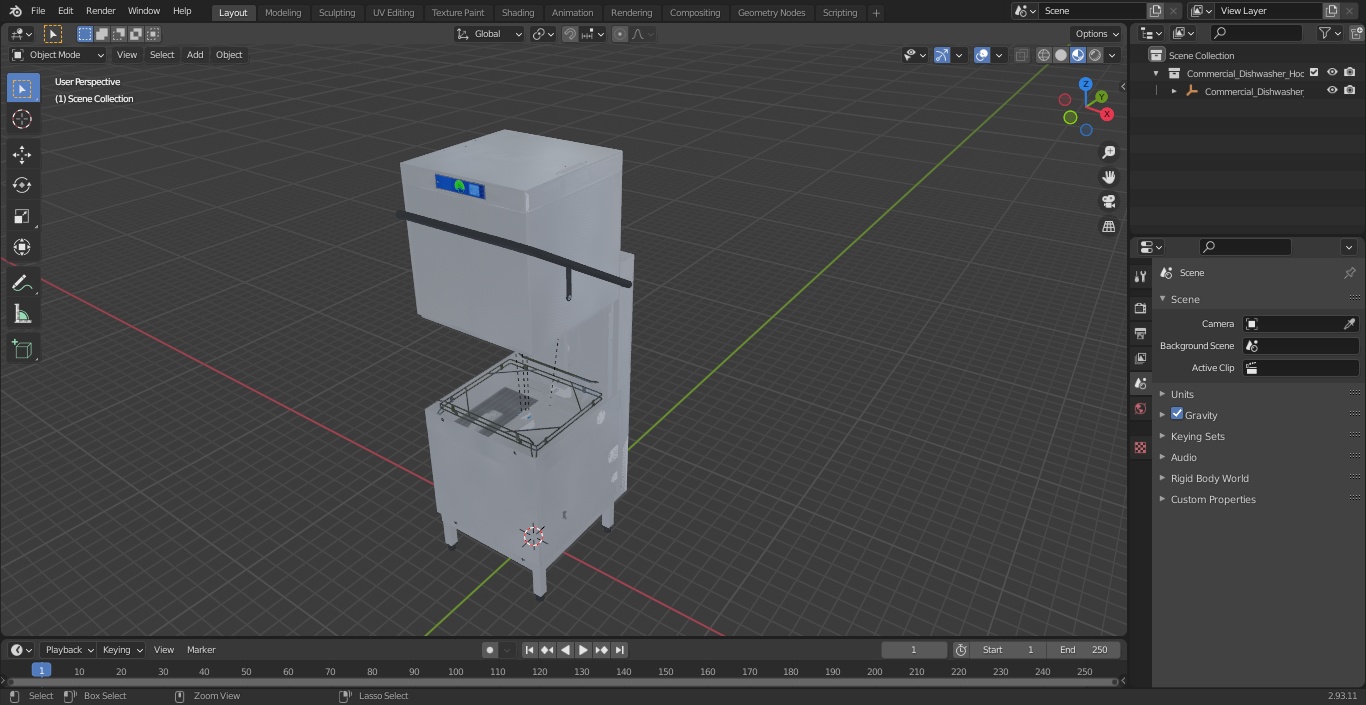 3D Commercial Dishwasher Hood Type