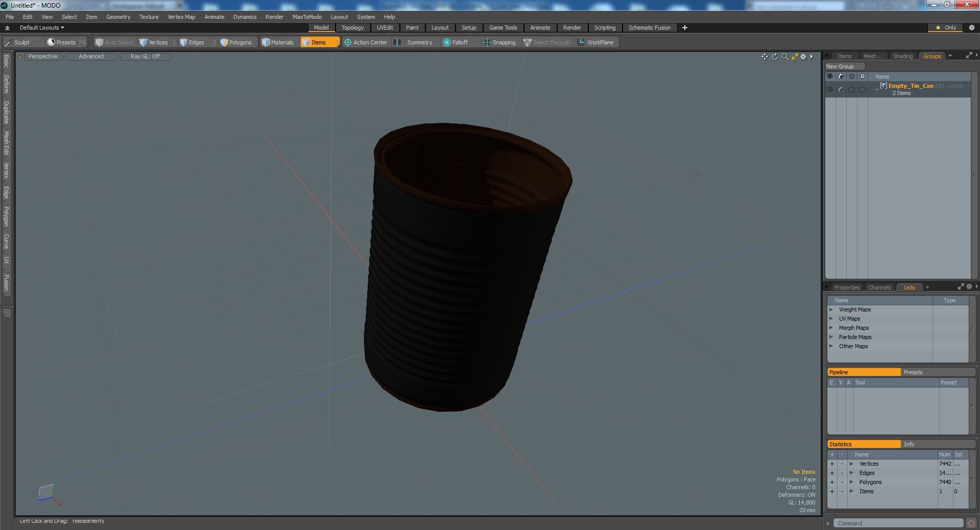 3D Empty Tin Can model