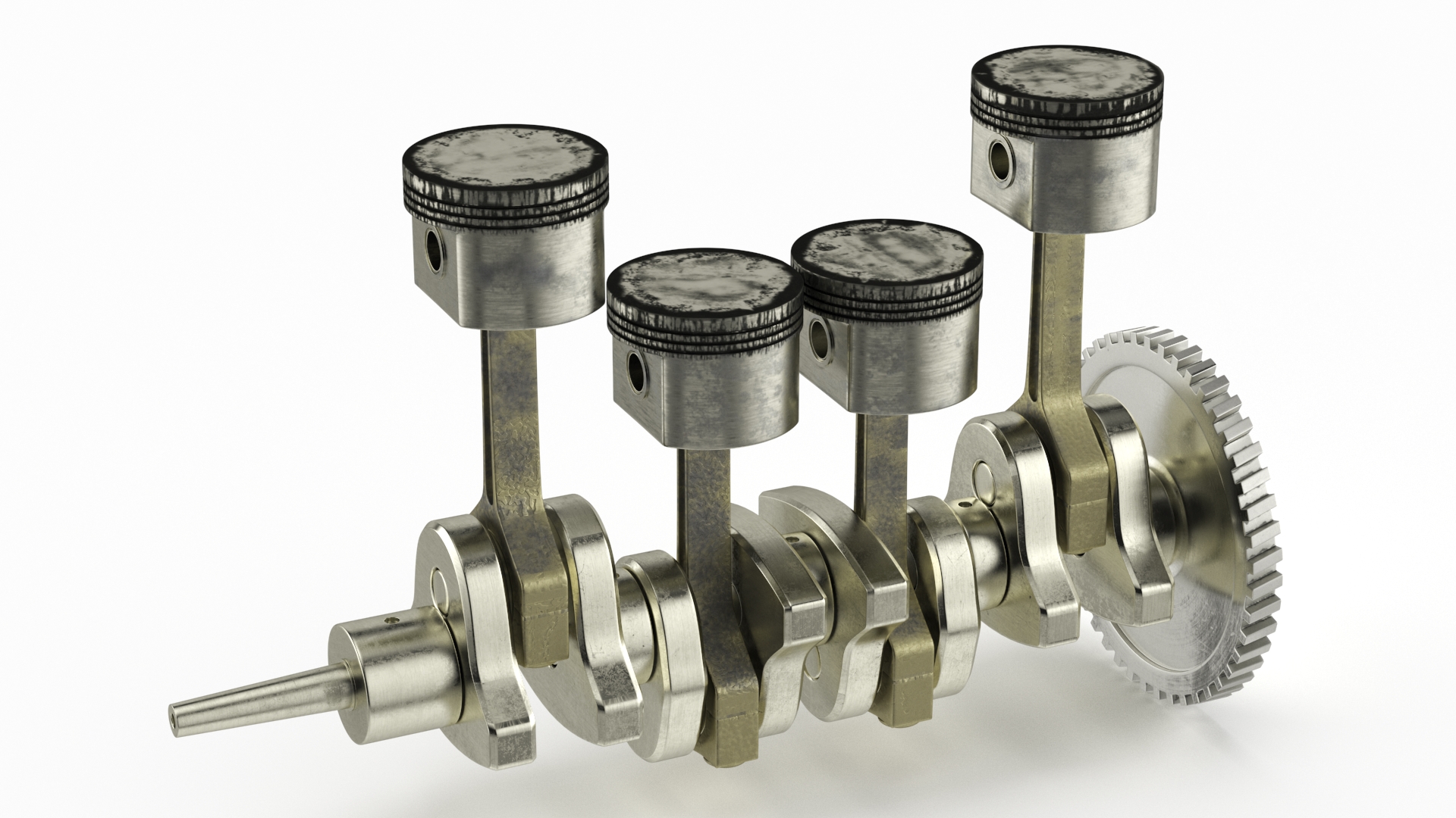 Internal Combustion Engine Pistons and Crankshaft 3D model