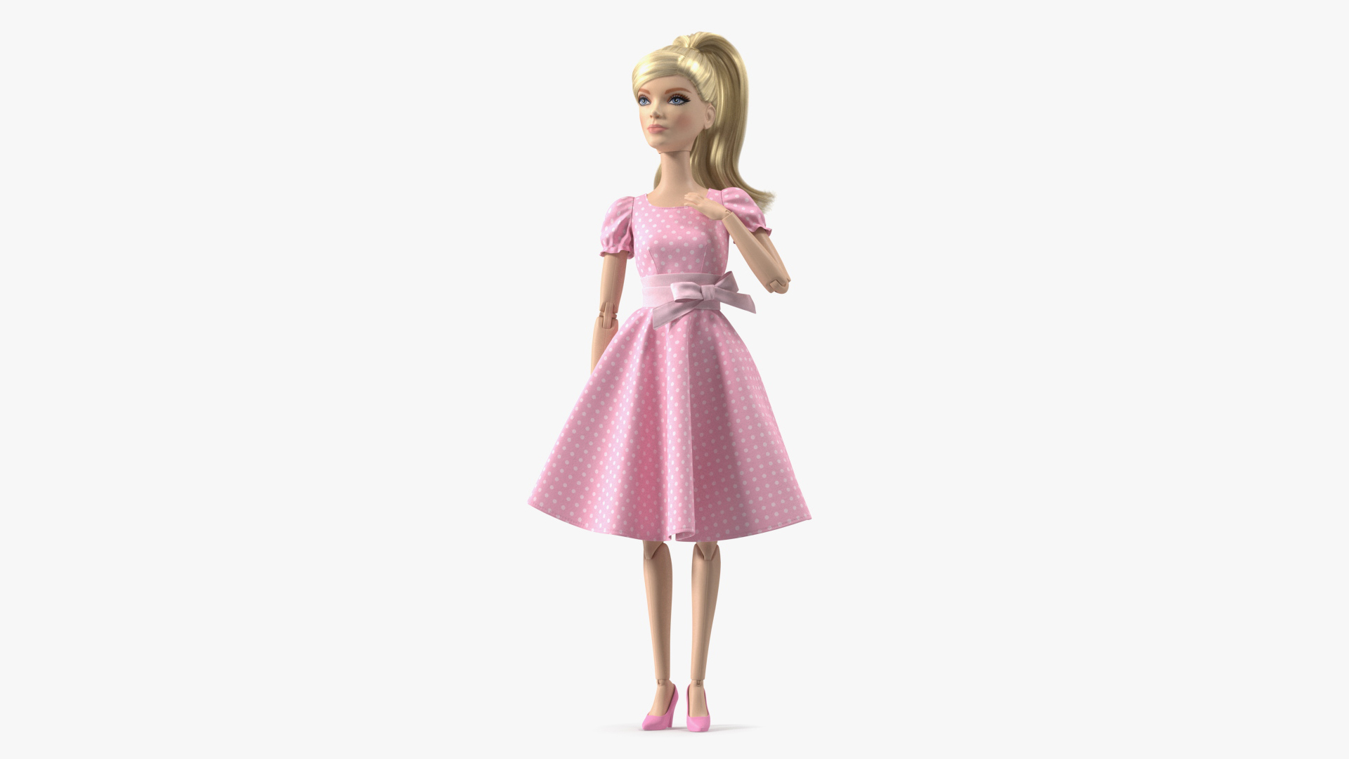 3D Barbie Doll in Pink Dress Rigged for Modo