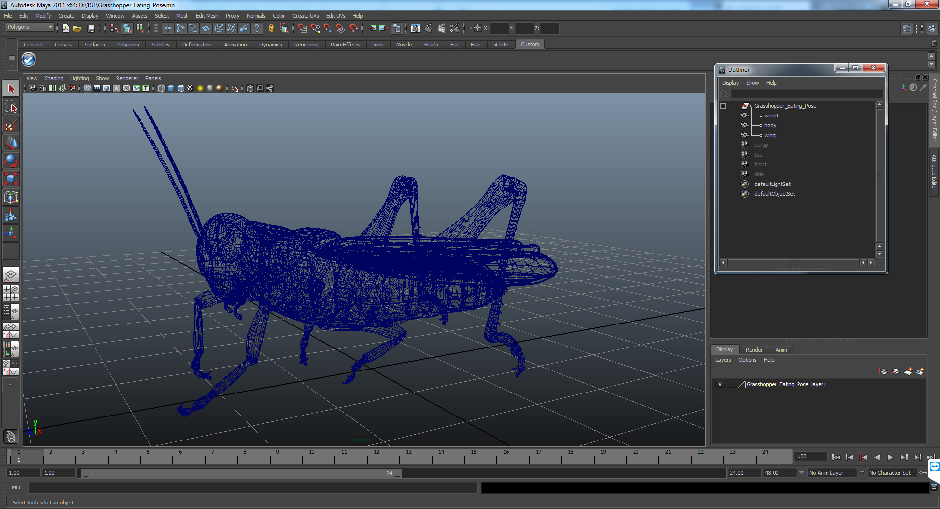 3D Grasshopper Eating Pose model