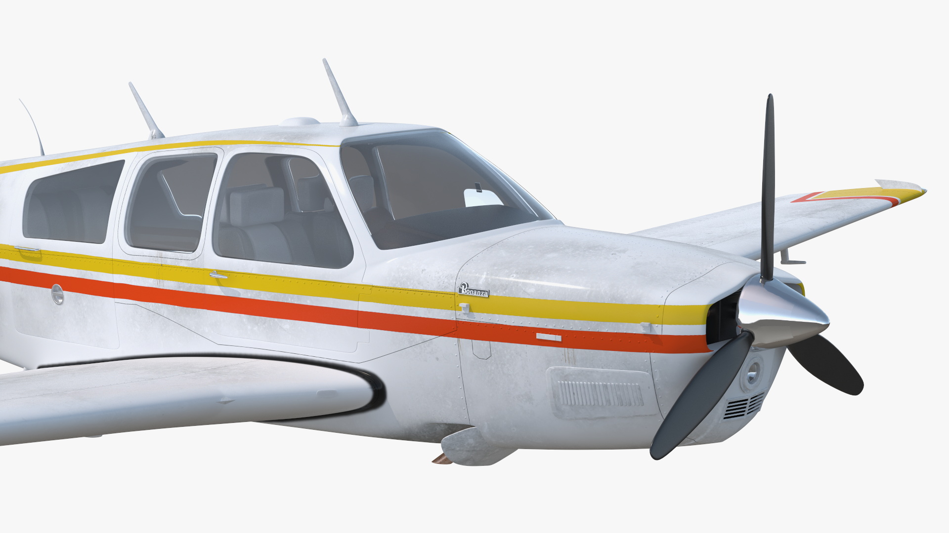 Aircraft Beechcraft Bonanza with Small Aerial Mockup Banner 3D model