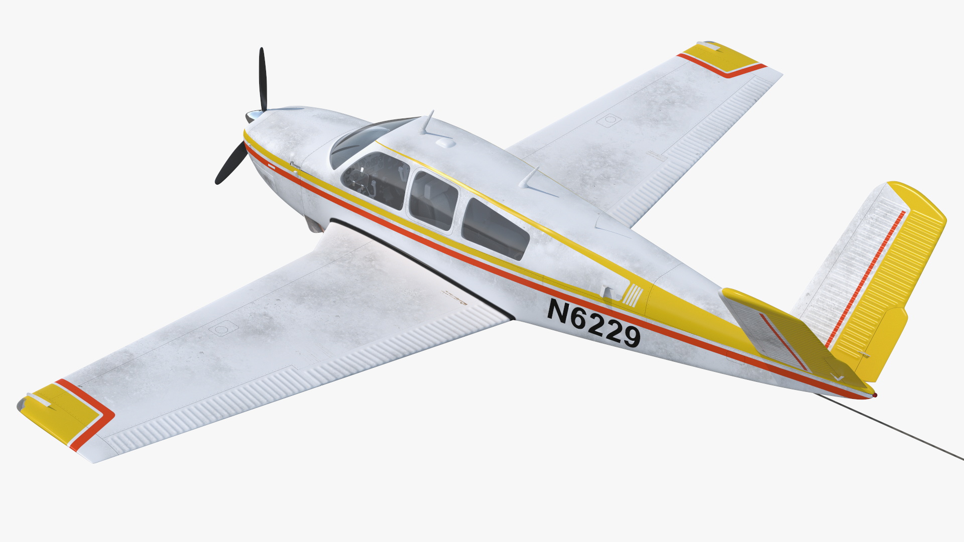 Aircraft Beechcraft Bonanza with Small Aerial Mockup Banner 3D model