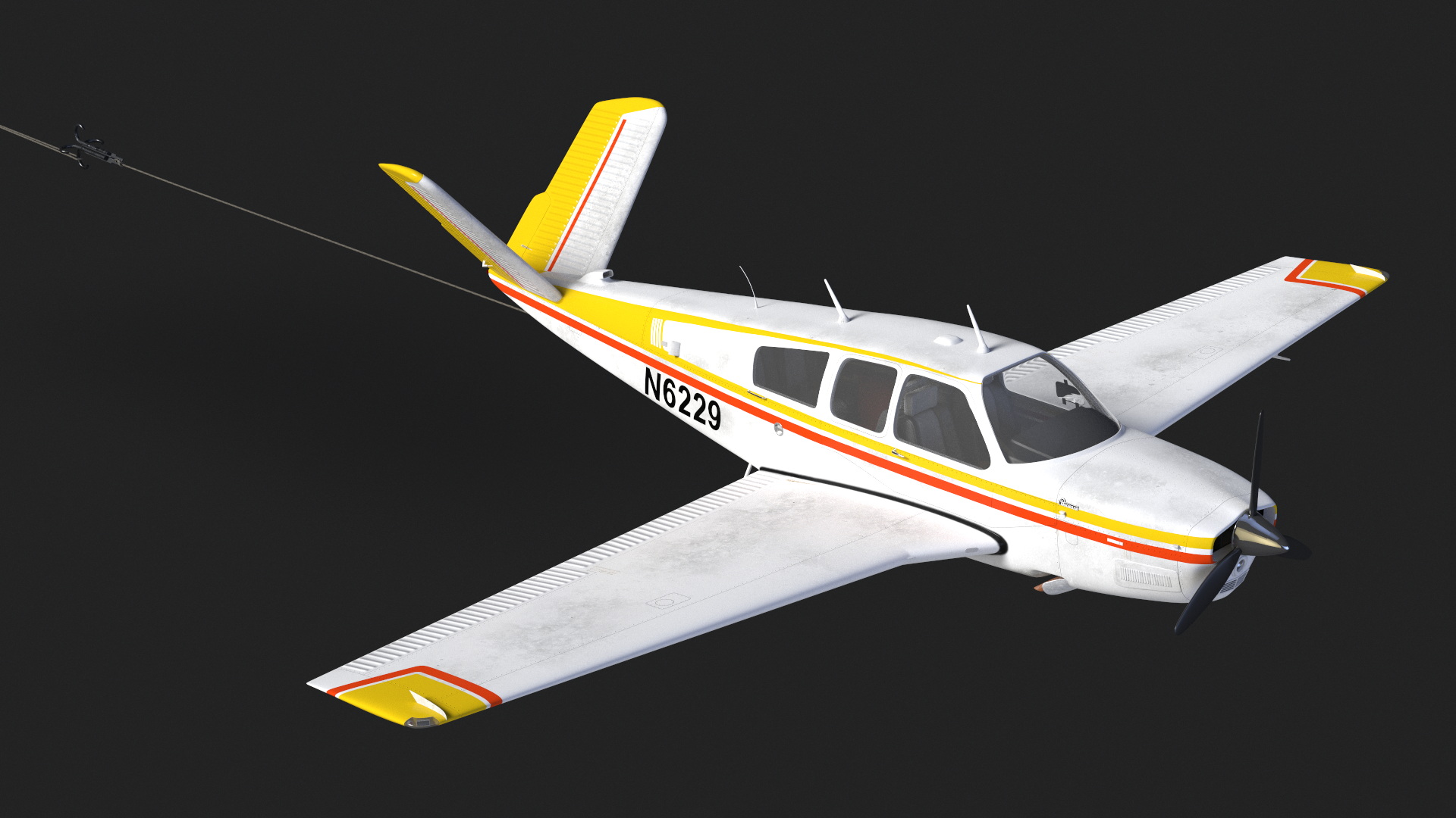 Aircraft Beechcraft Bonanza with Small Aerial Mockup Banner 3D model