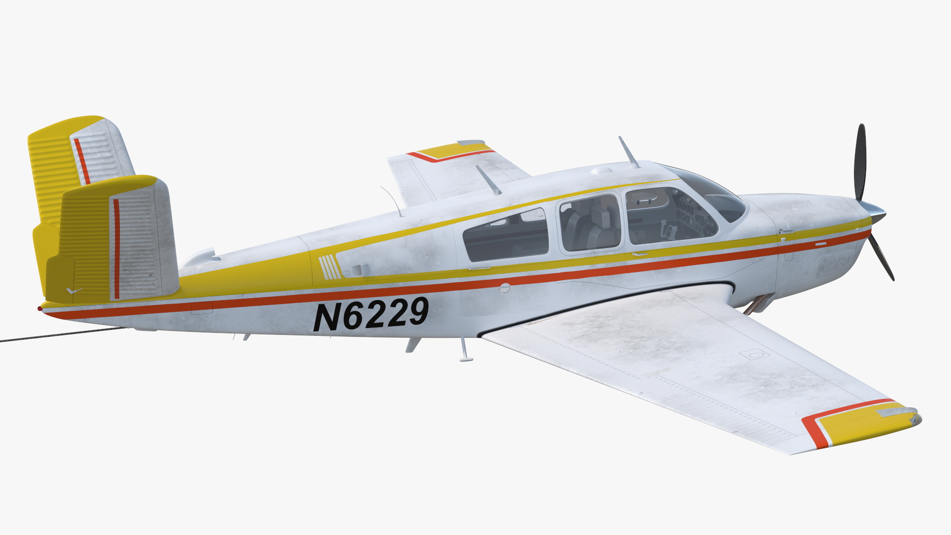 Aircraft Beechcraft Bonanza with Small Aerial Mockup Banner 3D model