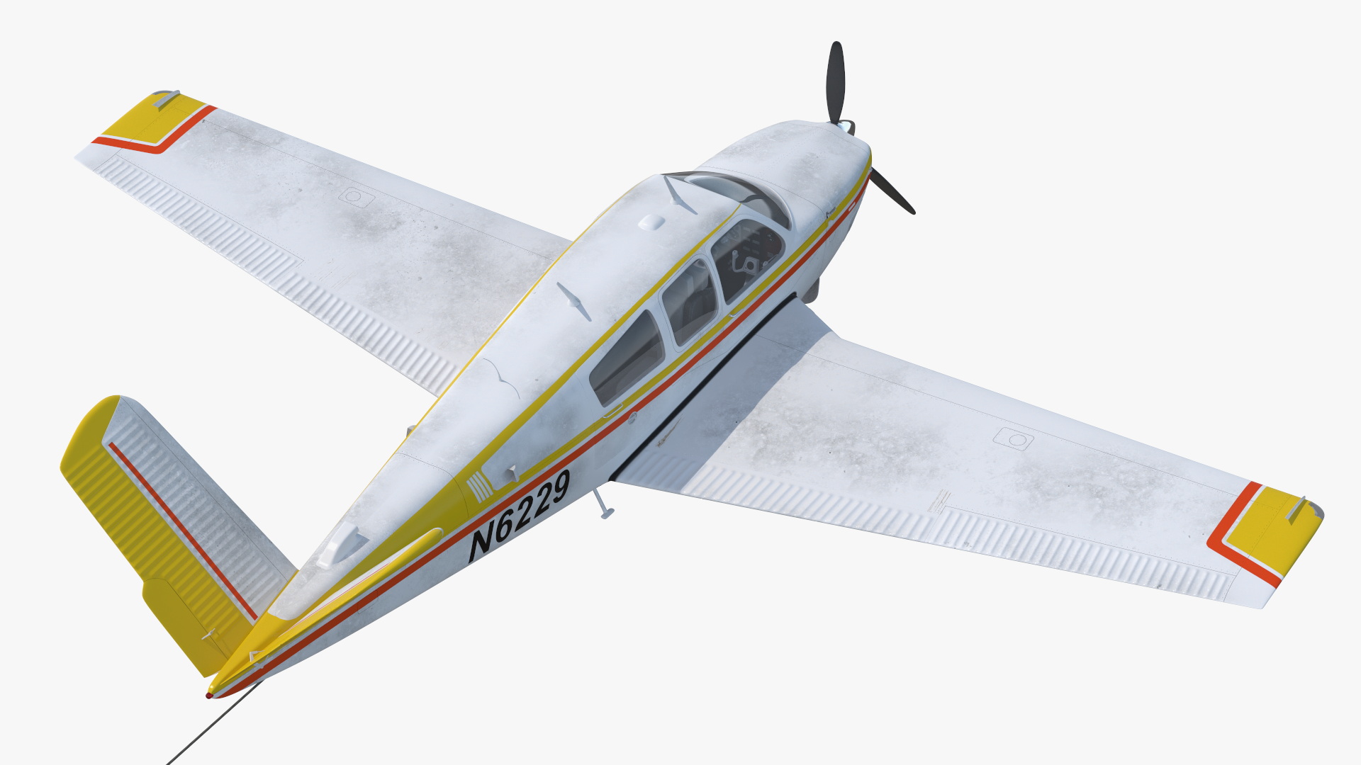 Aircraft Beechcraft Bonanza with Small Aerial Mockup Banner 3D model