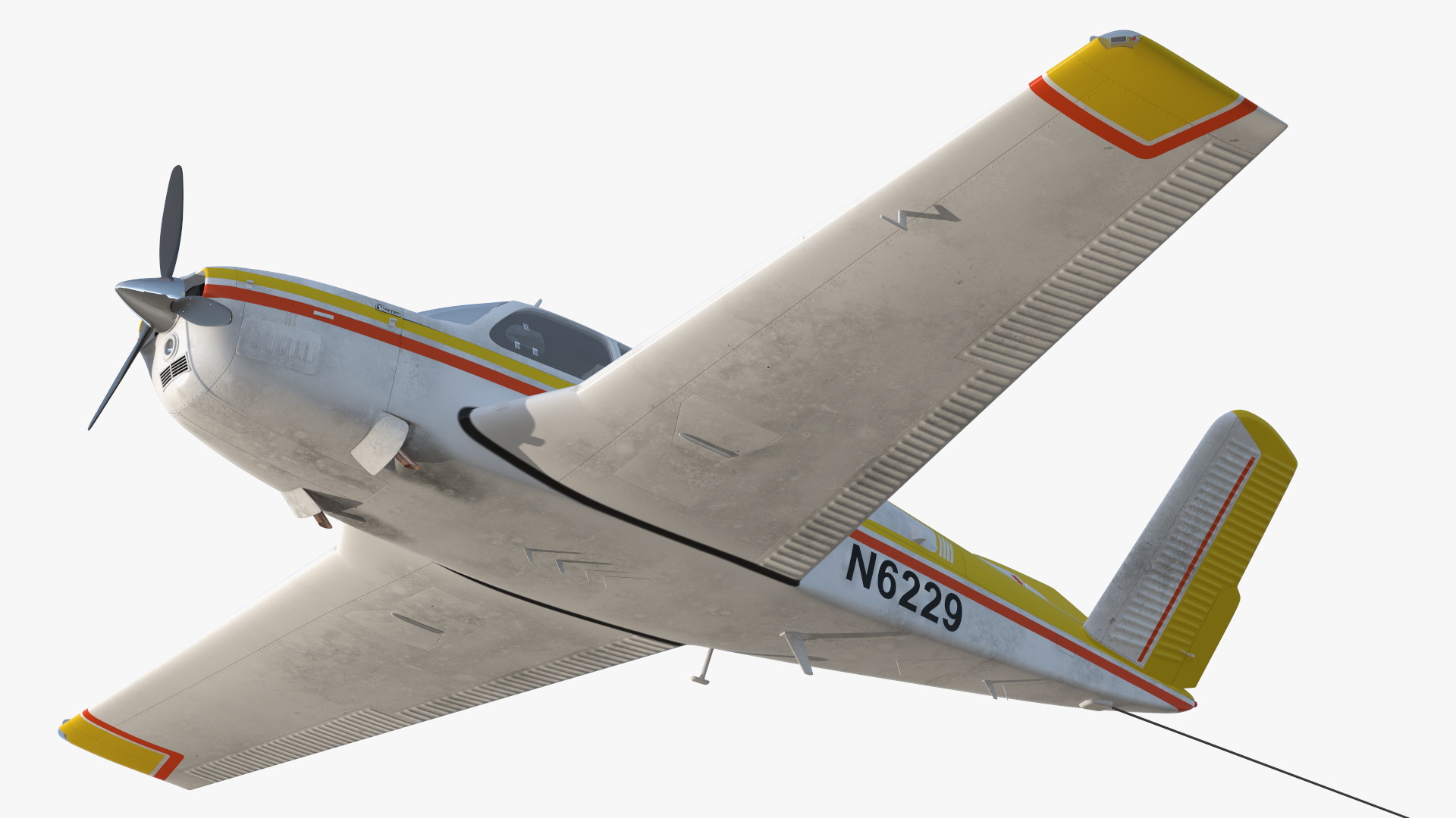 Aircraft Beechcraft Bonanza with Small Aerial Mockup Banner 3D model