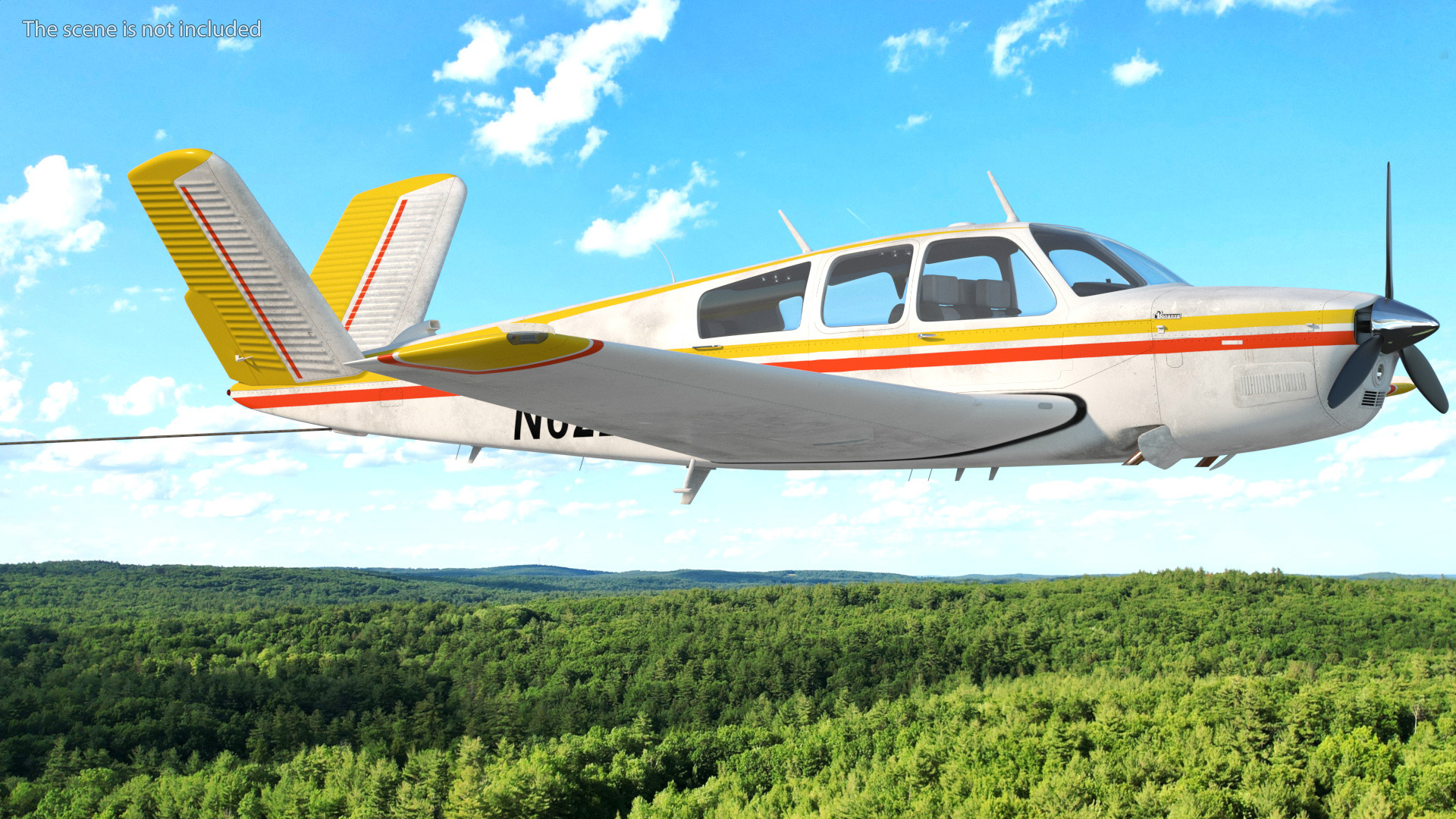 Aircraft Beechcraft Bonanza with Small Aerial Mockup Banner 3D model