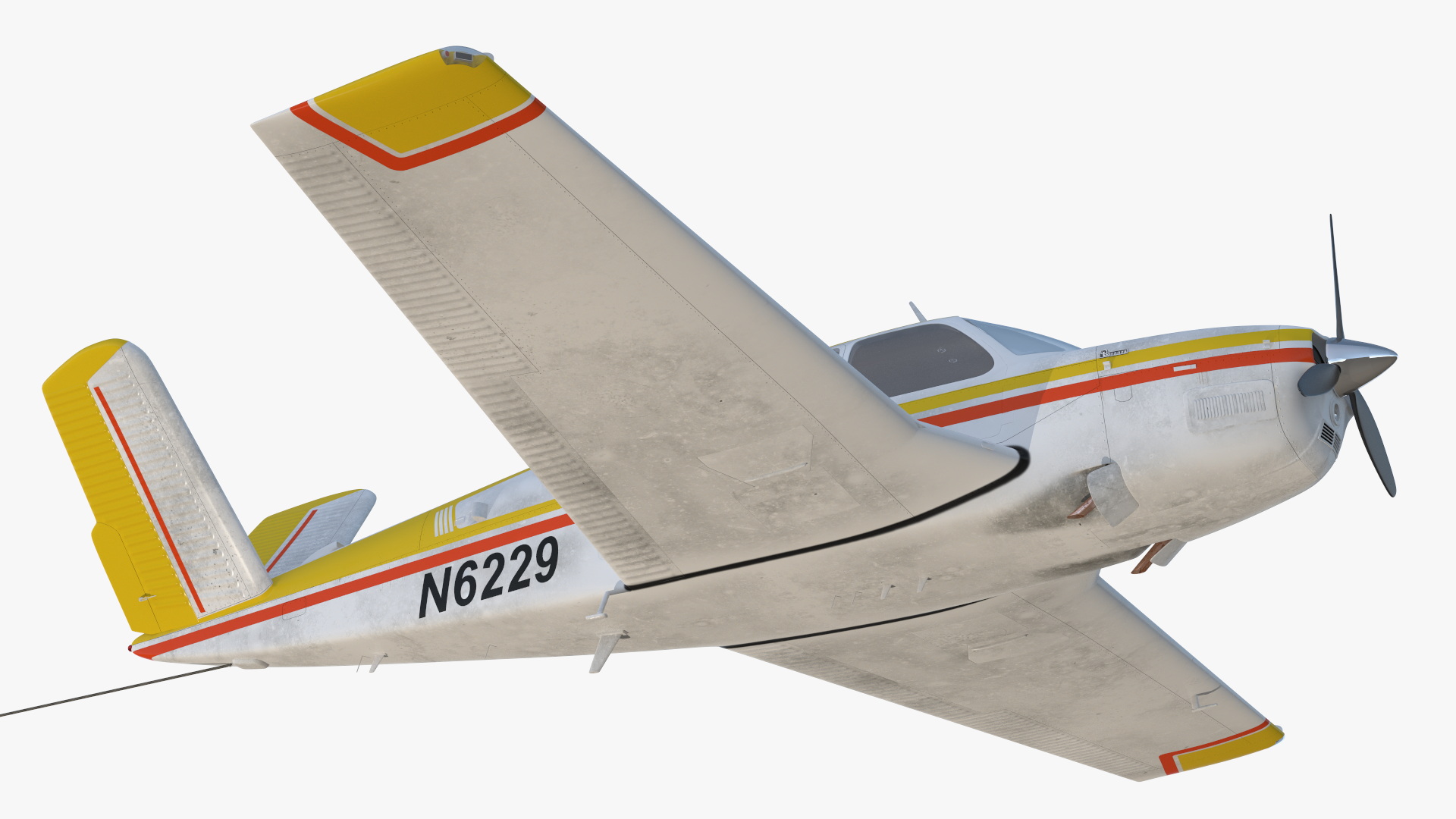 Aircraft Beechcraft Bonanza with Small Aerial Mockup Banner 3D model