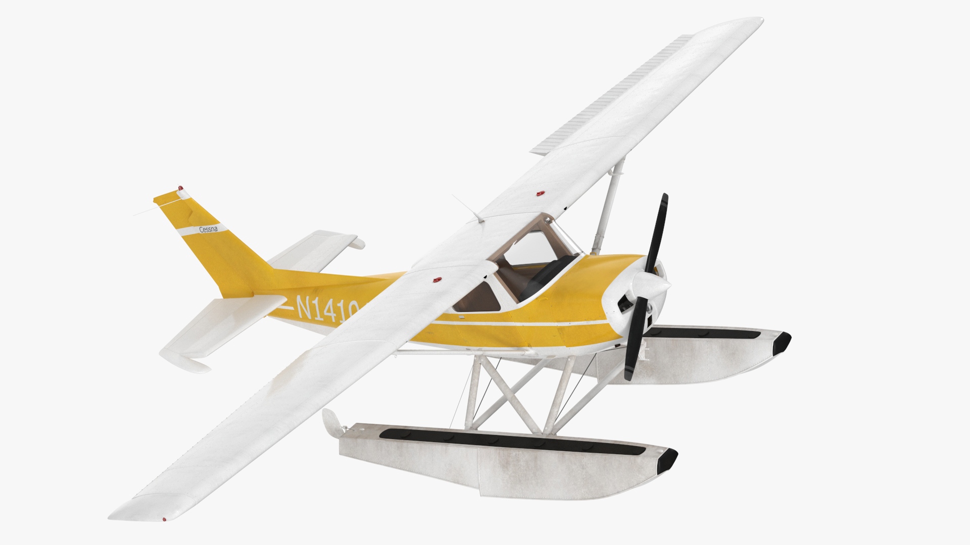 3D model Cessna 150 Seaplane on Floats Rigged for Maya