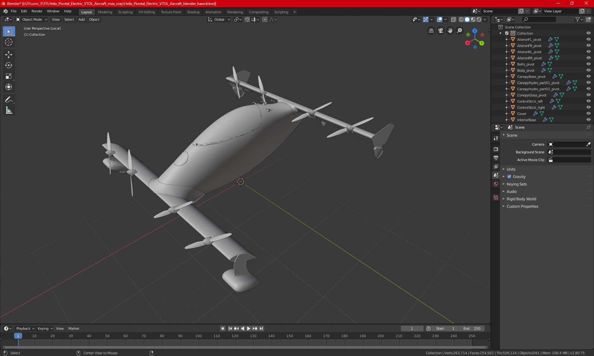 Helix Pivotal eVTOL Aircraft Black 3D model